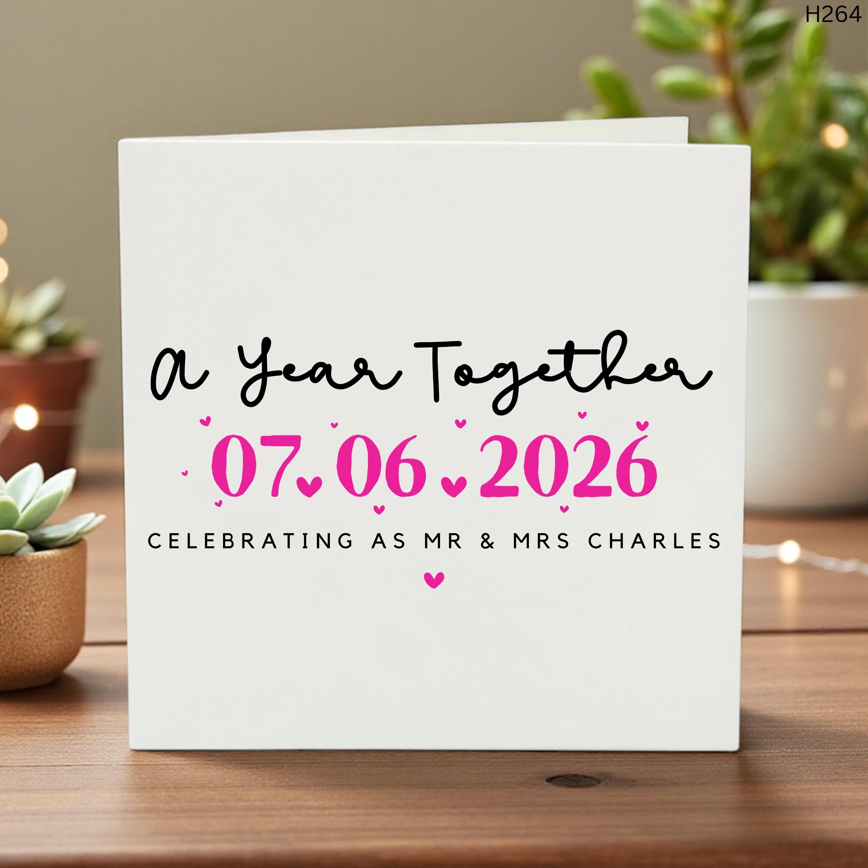 One Whole Year Anniversary Card,Personalized, Customizable, Perfect for Couples, Handcrafted, Unique Gift for Mr & Mrs, Special Celebration"
