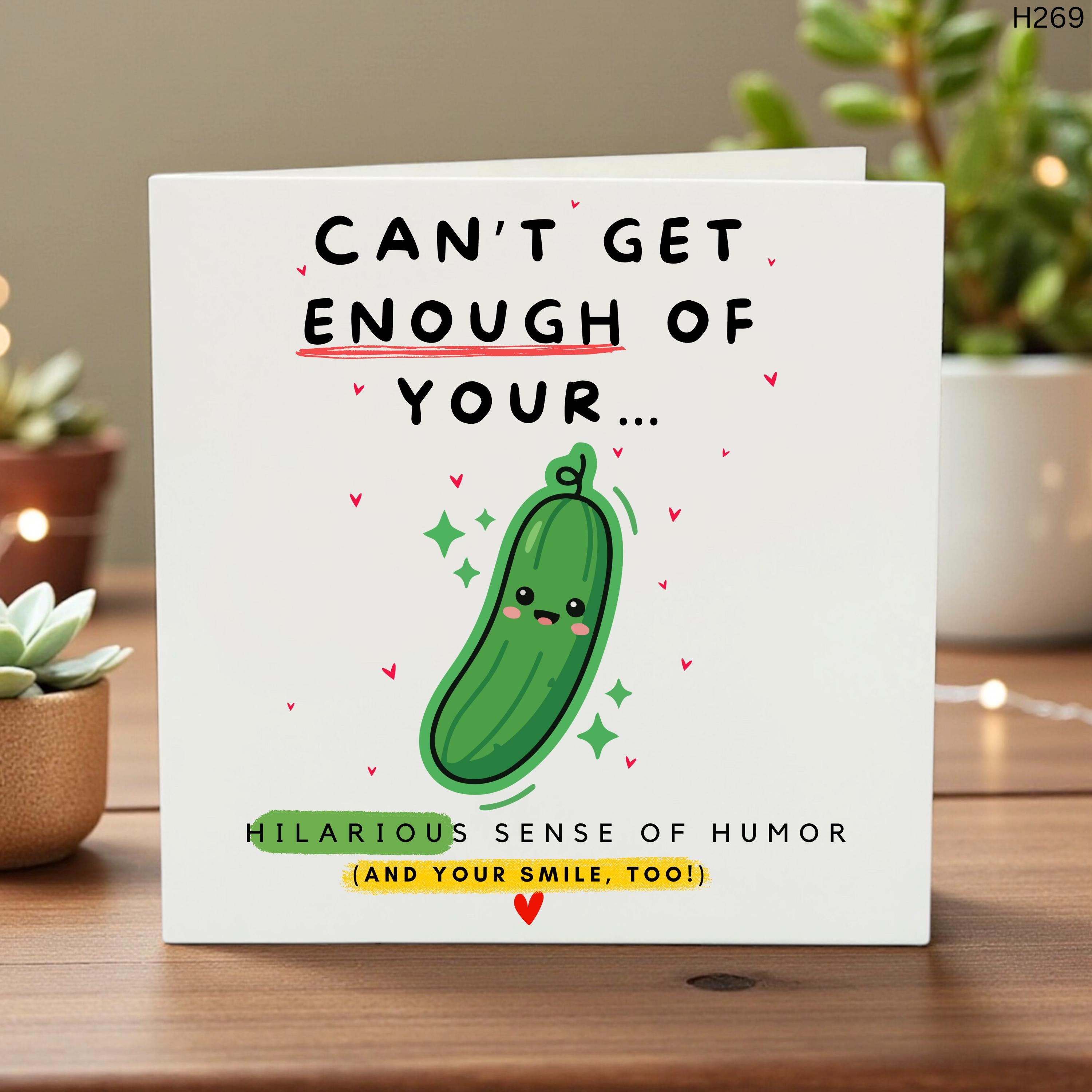 Funny Love Card for Partner, Customizable Cute Pickle Design, Hilarious Sense of Humor, Anniversary, Birthday, Personalized Greeting