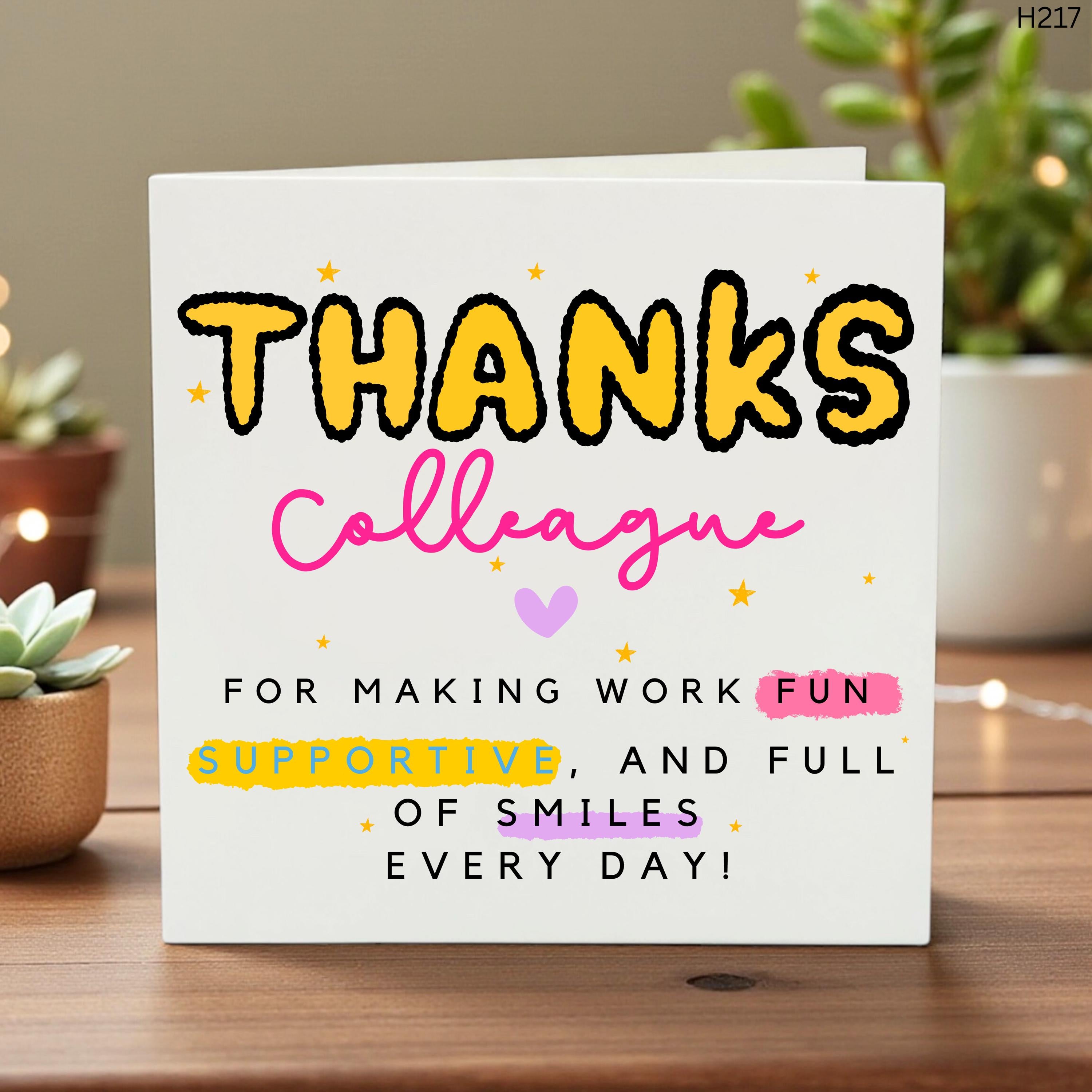 Thank You Excellent Colleague Card, Work Appreciation Card, Coworker Thank You Gift, Office Team Card, Staff Thank You Card 6x6