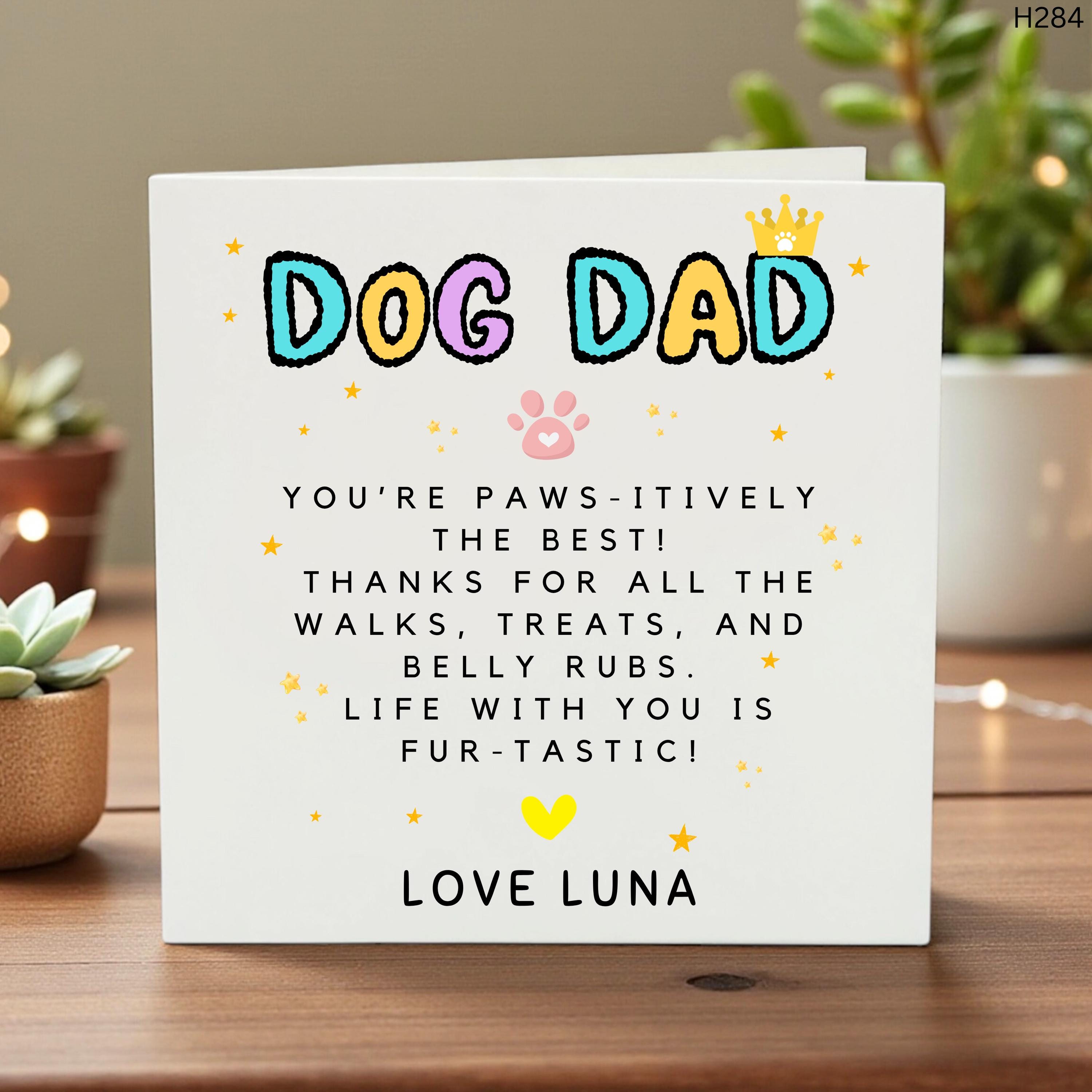 Personalized Dog Dad Card from the Dog, First Father's Day Dog Dad Gift, Custom Pet Name Card for Him, Dog Lover Birthday Card from Puppy
