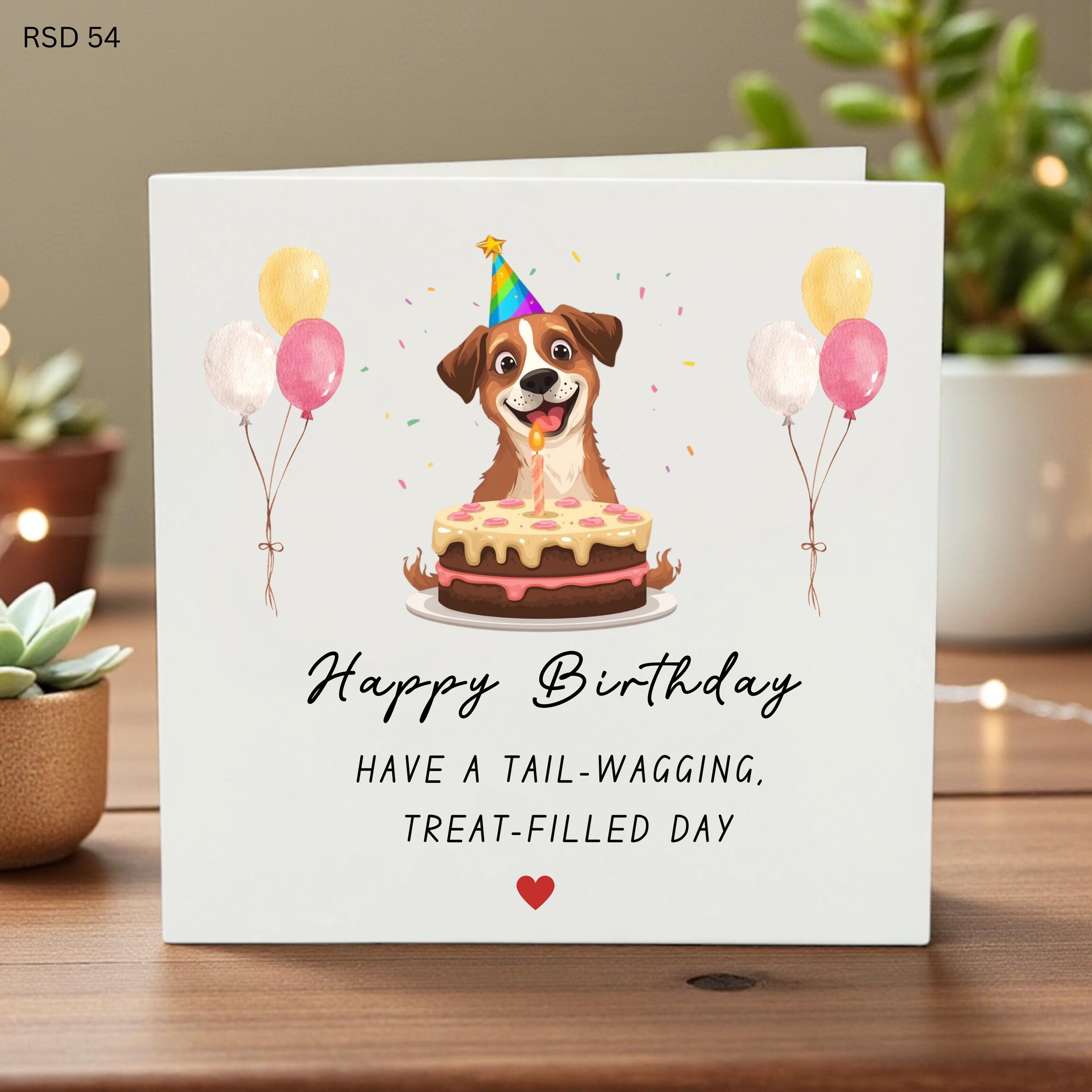 Personalized Dog Birthday Card, Cute Puppy Greeting, Tail-Wagging Celebration, Custom Pet Lover Card, Fun Animal Birthday Gift