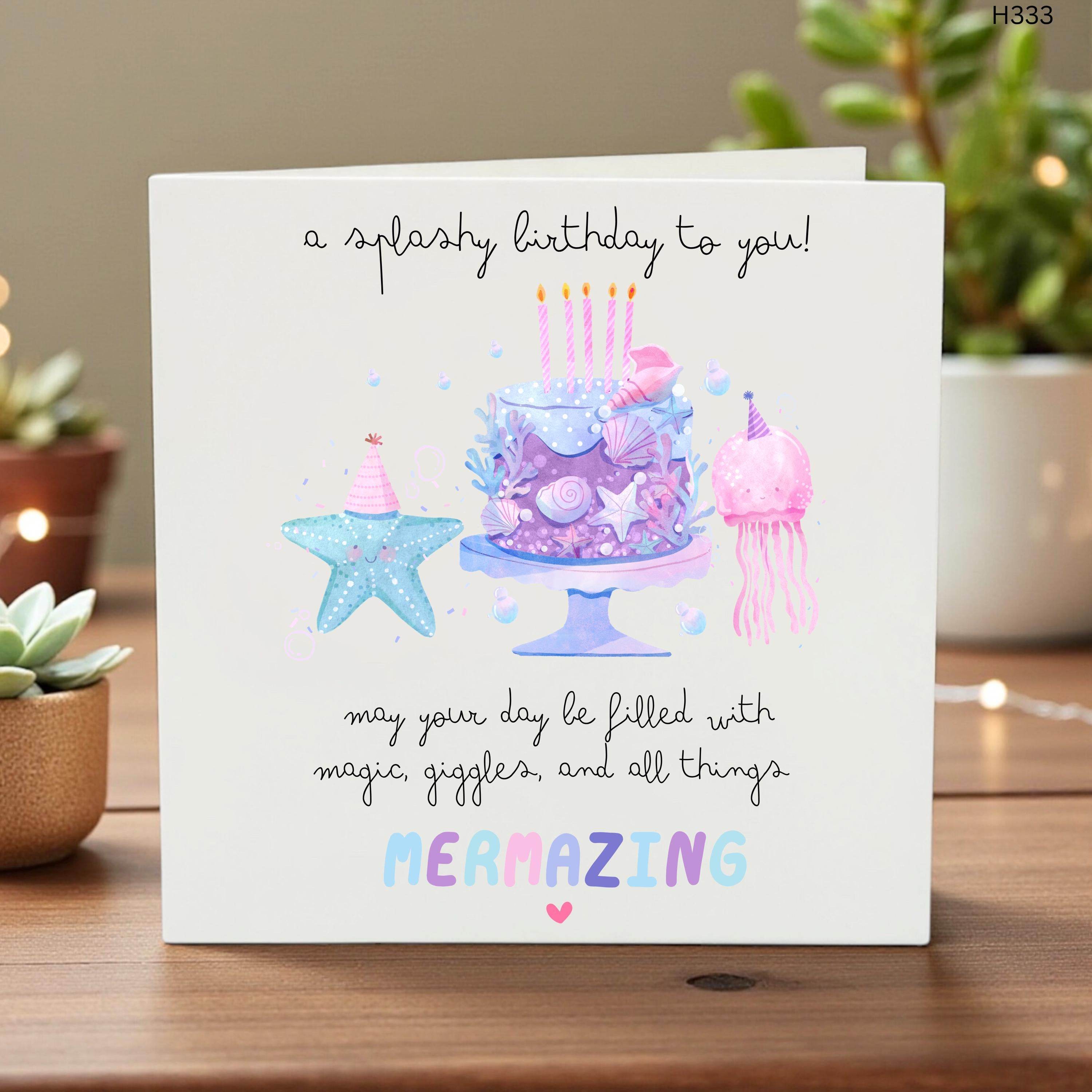 Mermaid Birthday Card for Girls - Mermazing Under the Sea Greeting Card - Magical Ocean Theme Bday Gift for Daughter, Granddaughter, Niece