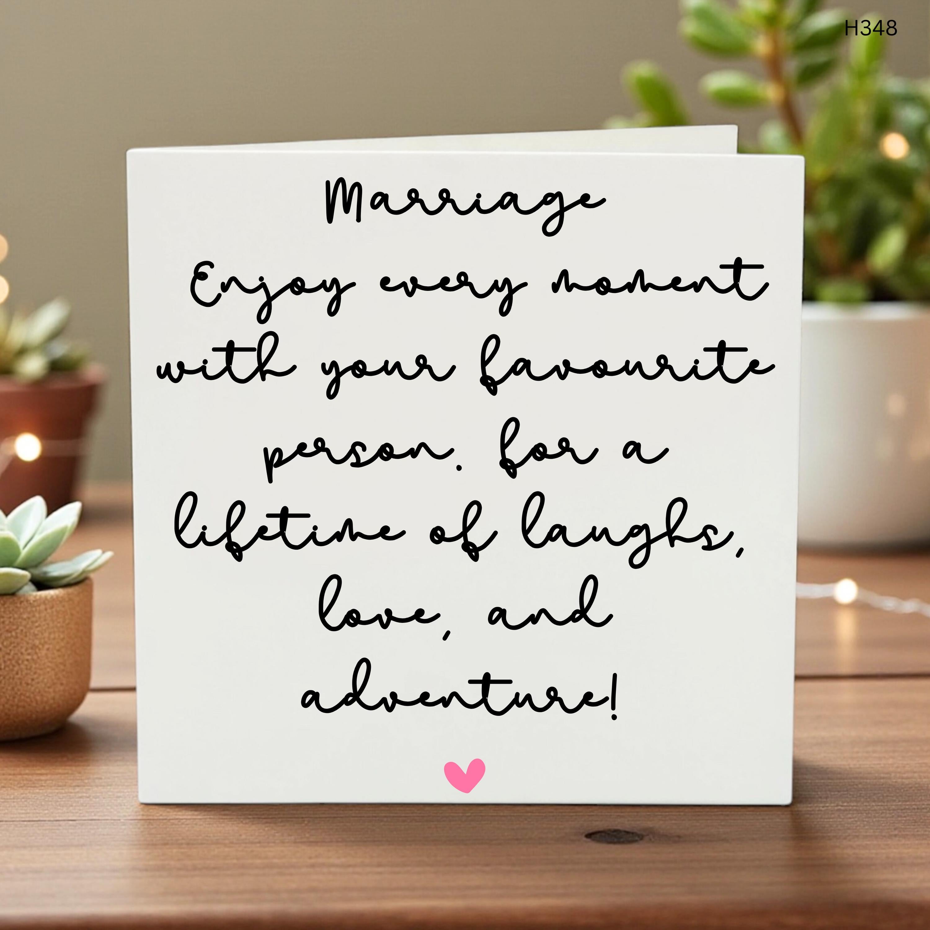 Funny Wedding Card - Marriage Enjoy Every Moment With Your Favourite Person Greeting Card for Newlyweds, Bride and Groom - Anniversary Gift