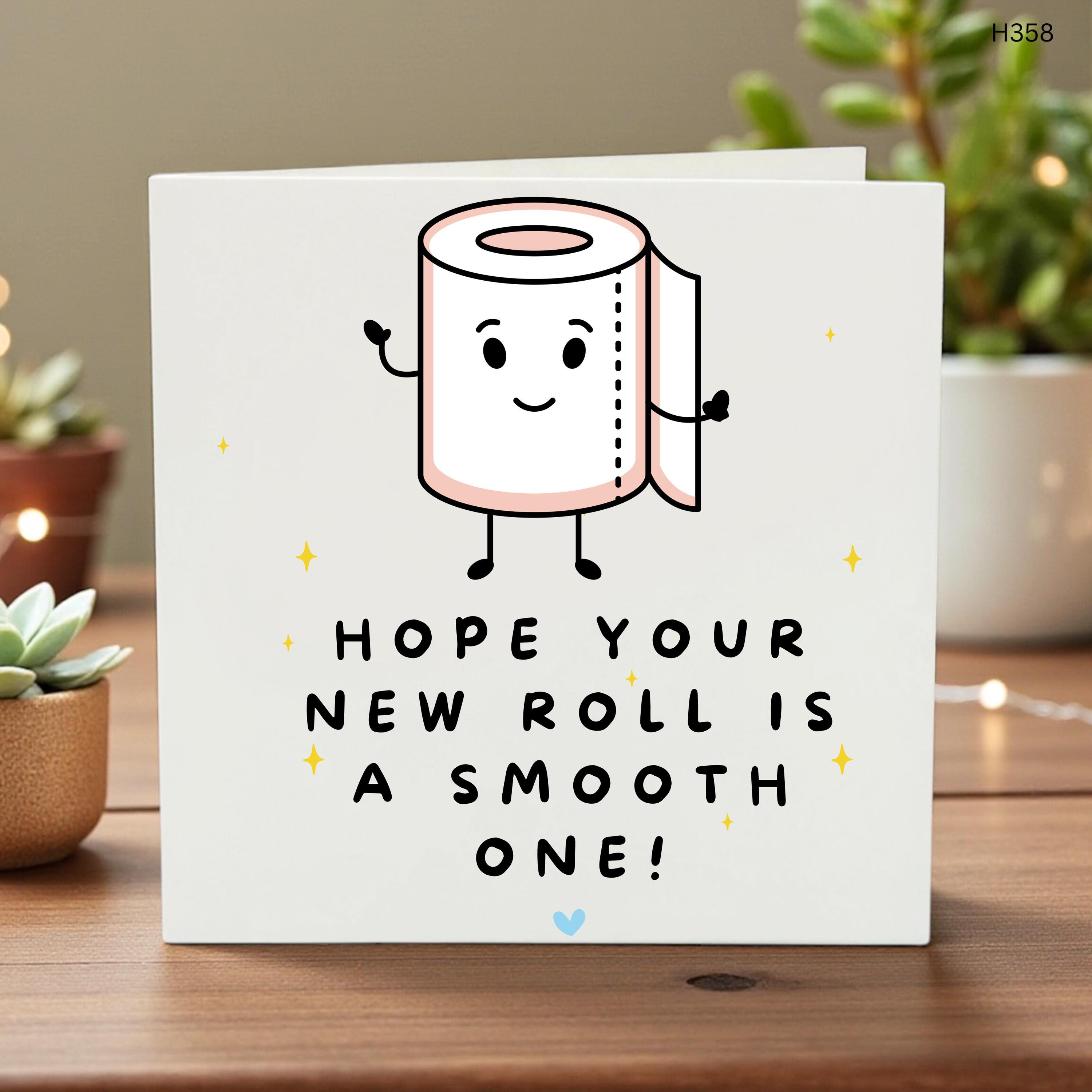 Funny New Job Card New Roll Pun, Coworker Leaving Card, Promotion Congratulations Card, Toilet Paper Pun Gift for Him Her, Smooth New