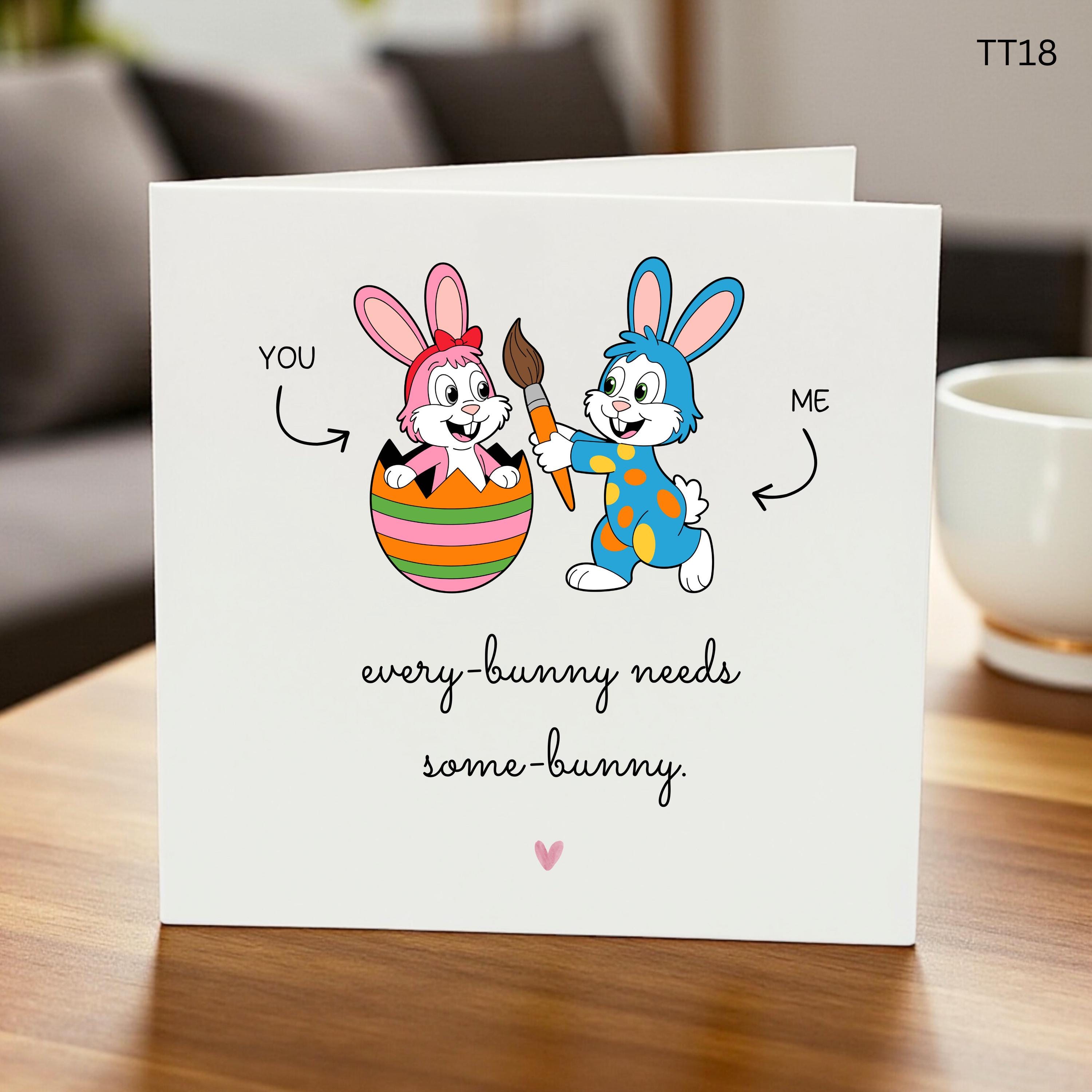 Every-bunny Needs Some-bunny Easter Card, Cute You and Me Bunny Couple Greeting, Funny Easter Card for Partner, Handmade Spring Holiday Card