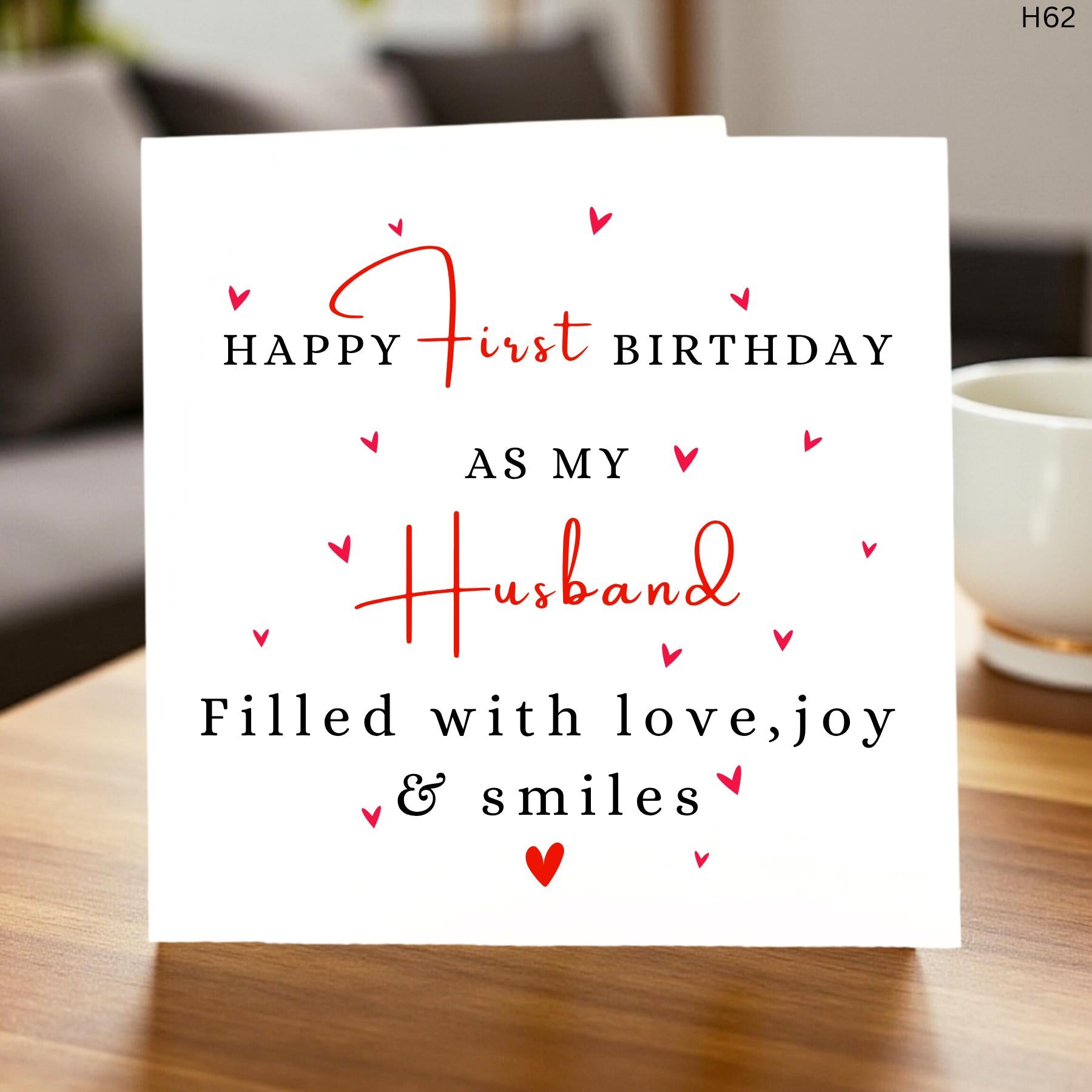 Happy First Birthday as my Husband Card, Romantic 1st Birthday Card for Him, New Husband Birthday Gift, Special Milestone Card for Spouse