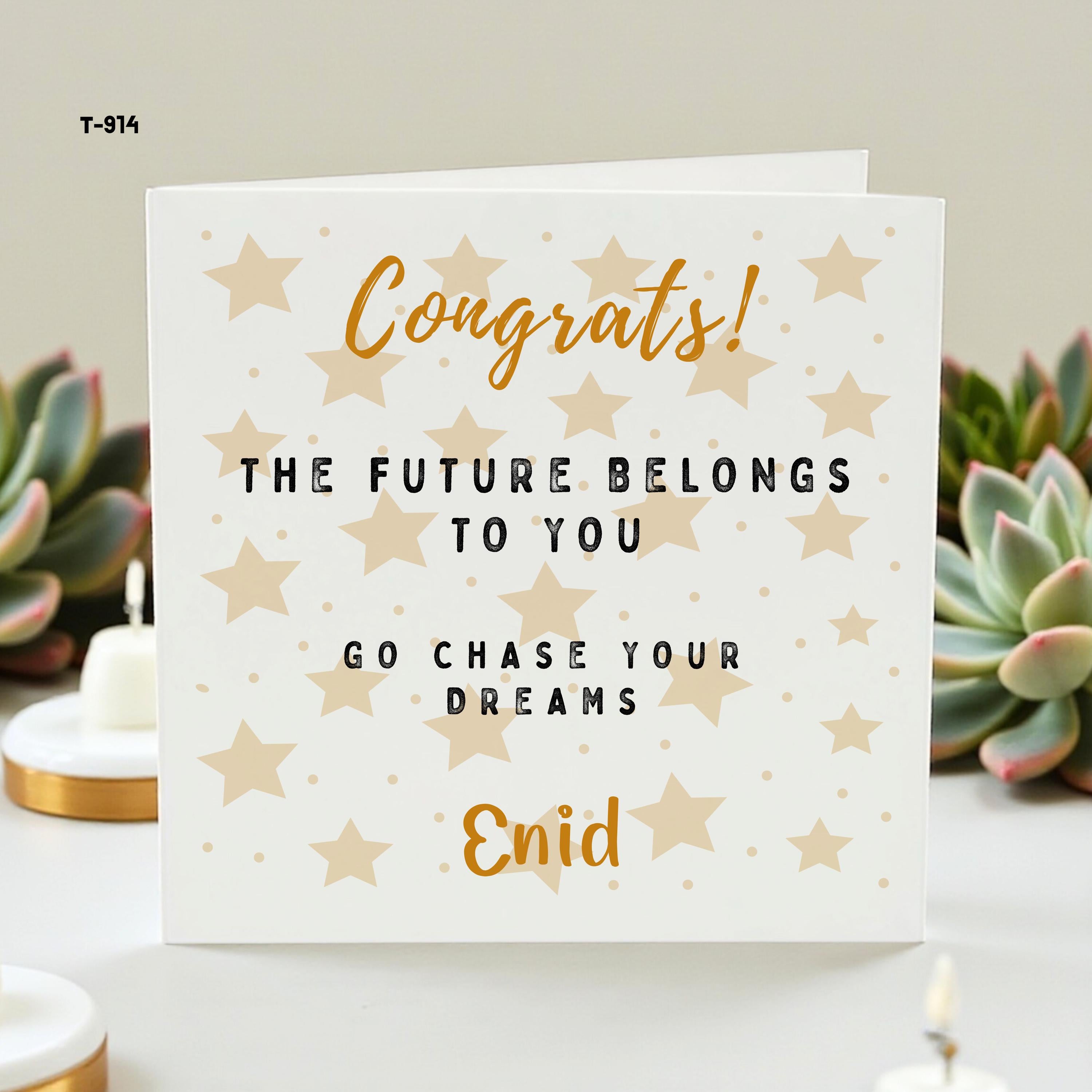 Personalized Graduation Card – Congrats Card for Students, Custom Name, Inspirational Future, Go Chase Your Dreams, Keepsake Gift
