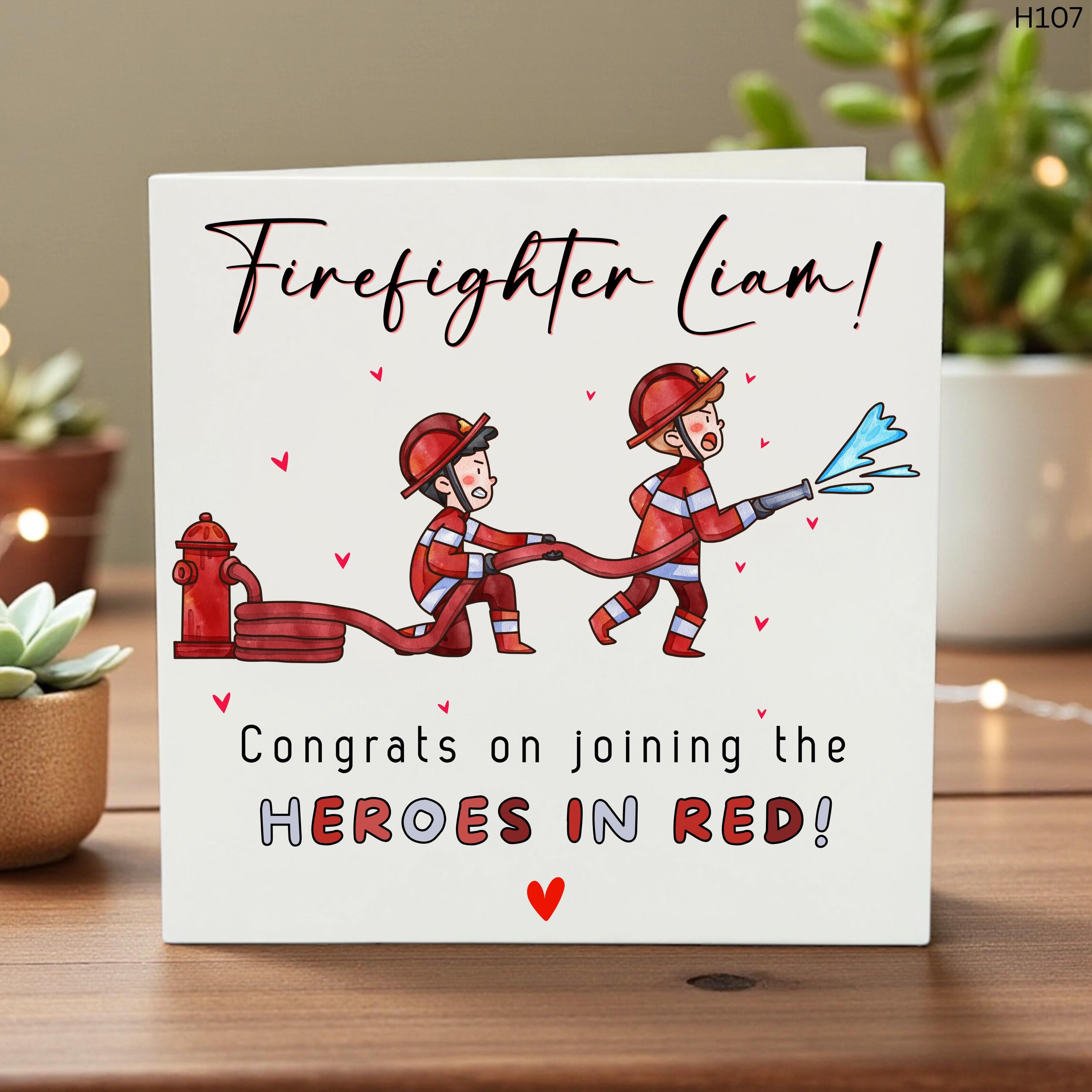 Personalised Firefighter Graduation Card | Congratulations on Becoming a Firefighter | Custom Name Fireman Card | Fire Service Gift