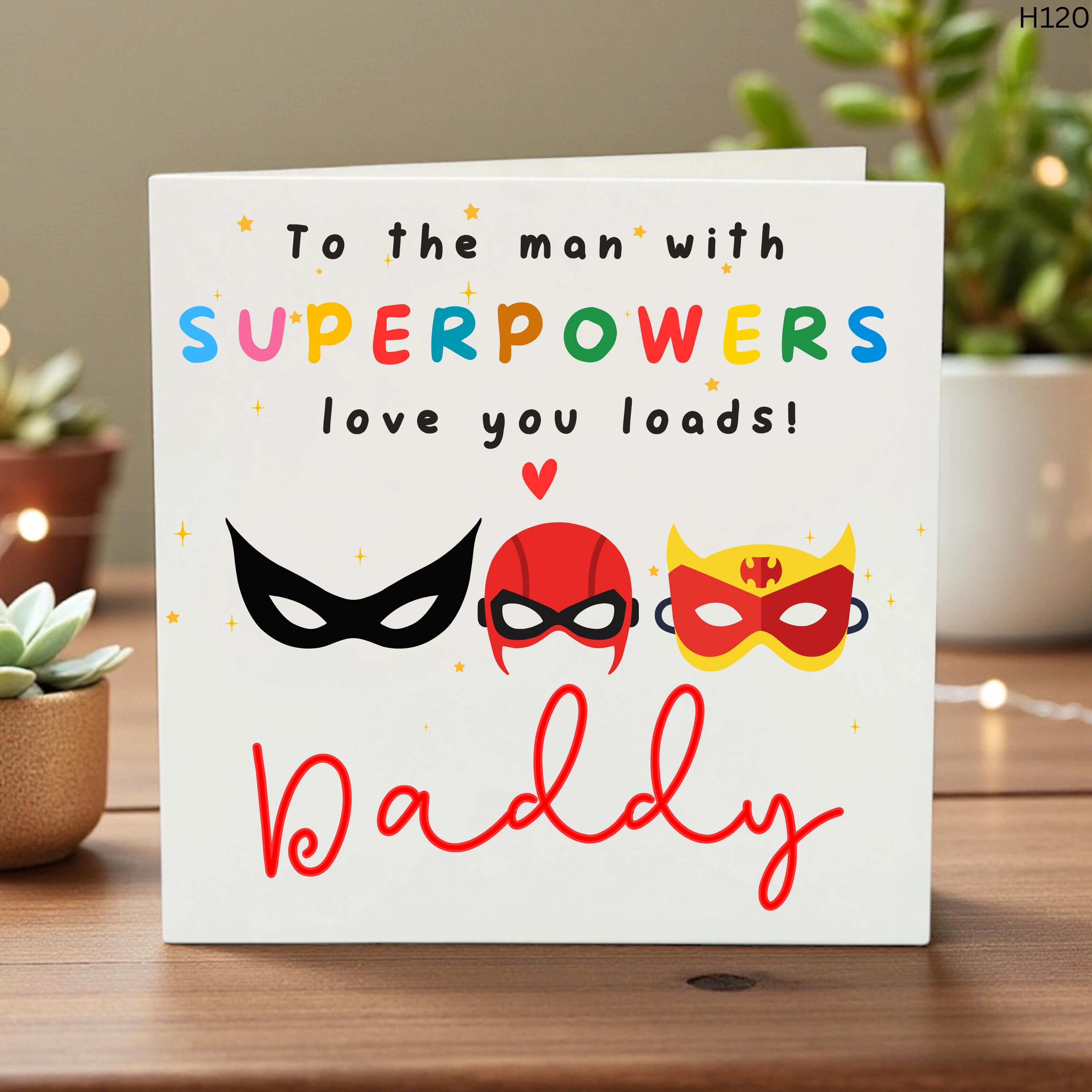 Personalized Superhero Father's Day Card for Daddy, You're My Favourite Superhero Card from Kids, Super Dad Birthday Gift, Custom Hero Card