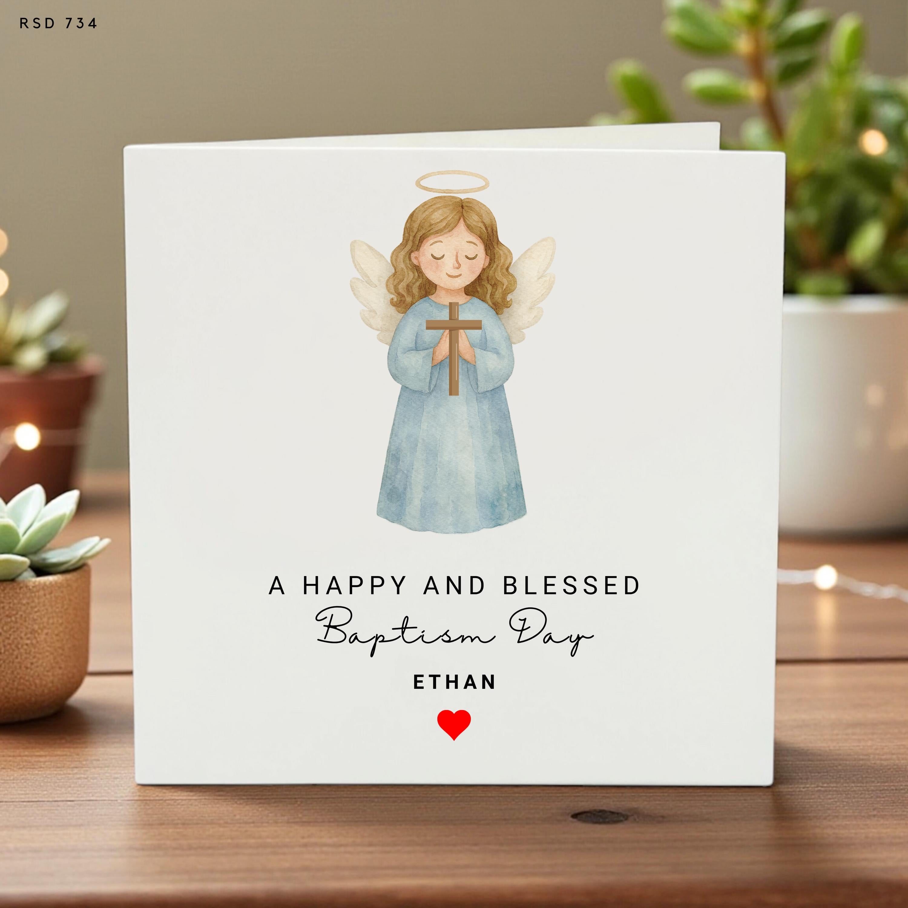 Blessings on your Christening, dear nephew Oliver-Baptism Card for Baby Girl, custom baptism, personalised card, baptism card
