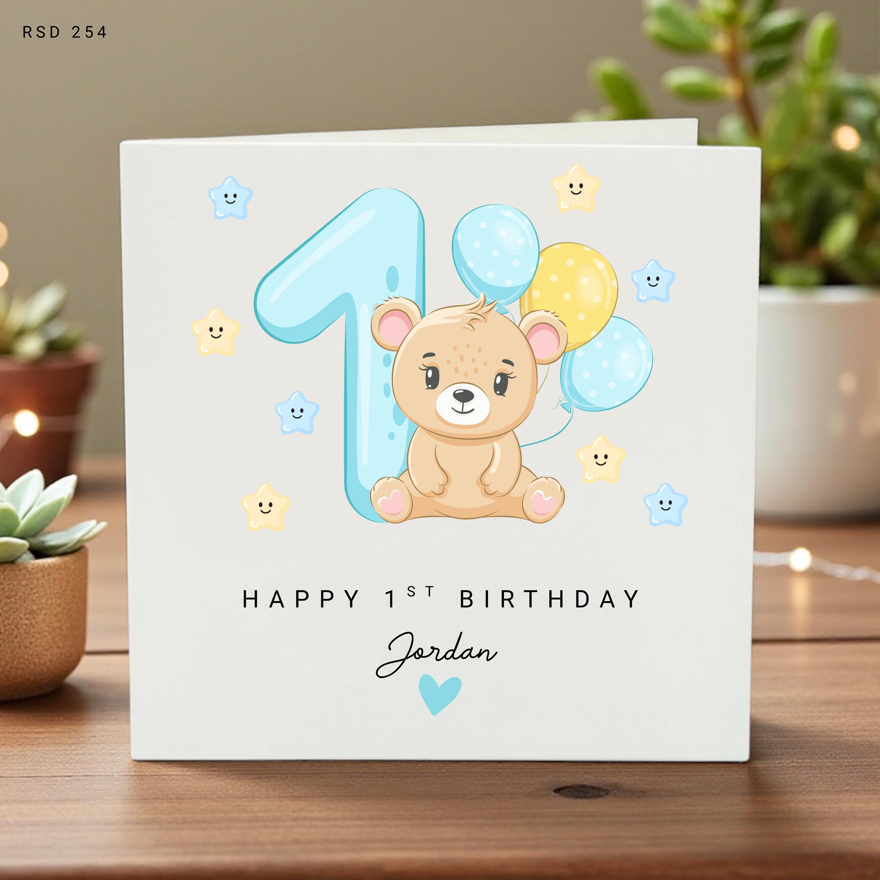 First Birthday Card for Girl–Cute Blue Elephant with Cake Card–Olivia Baby Birthday Greeting Card–Handmade Kids Card-funny Birthday Card