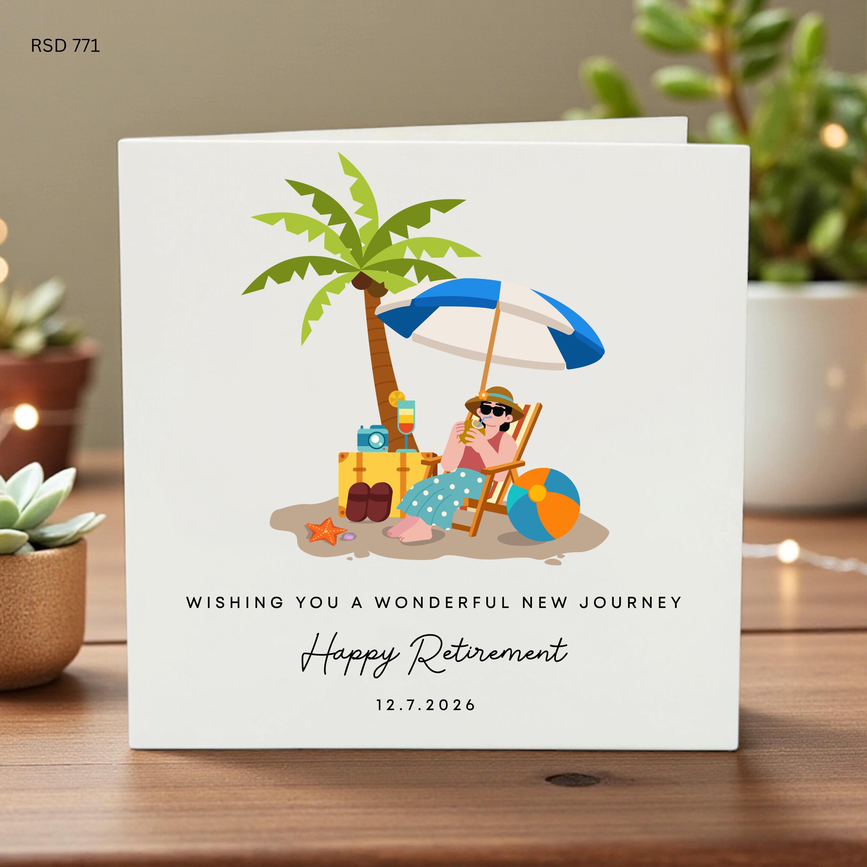 Personalised Retirement Card Wishing You a Wonderful New Journey Beach Travel Holiday Custom Name Card Farewell Gift for Retiree