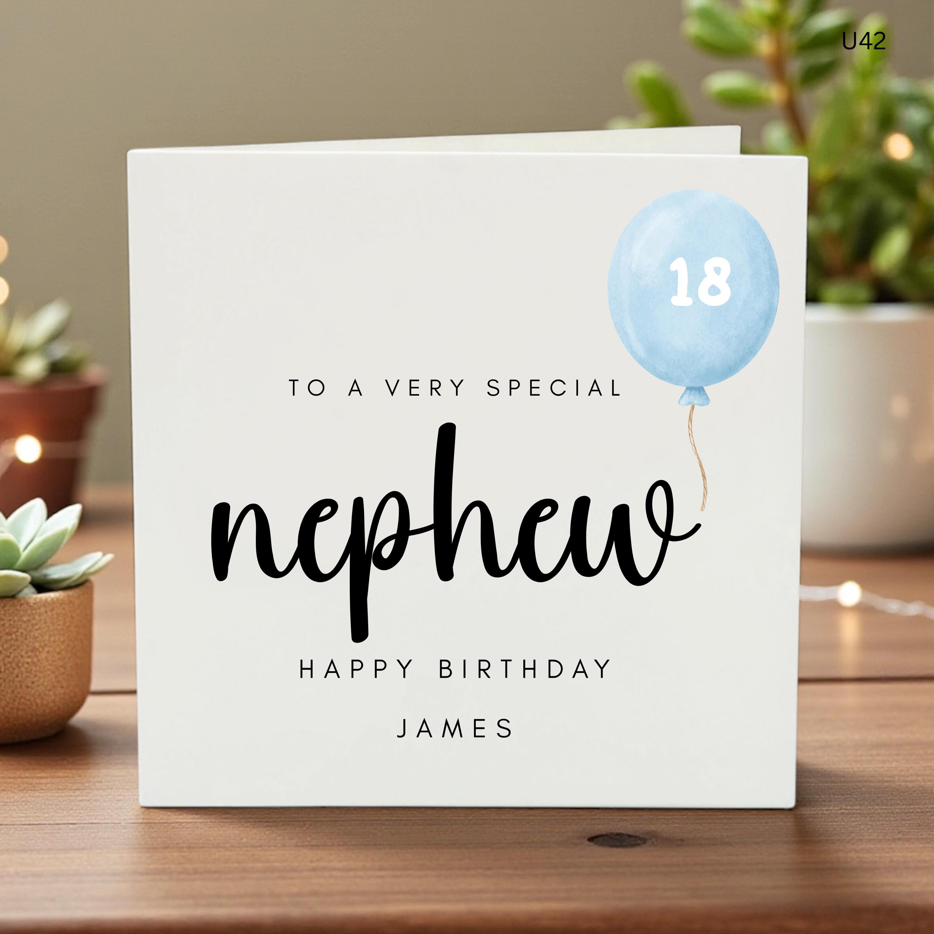 18th Birthday Card for Nephew – Personalized Special Birthday Gift – Custom Greeting Card for Nephew"