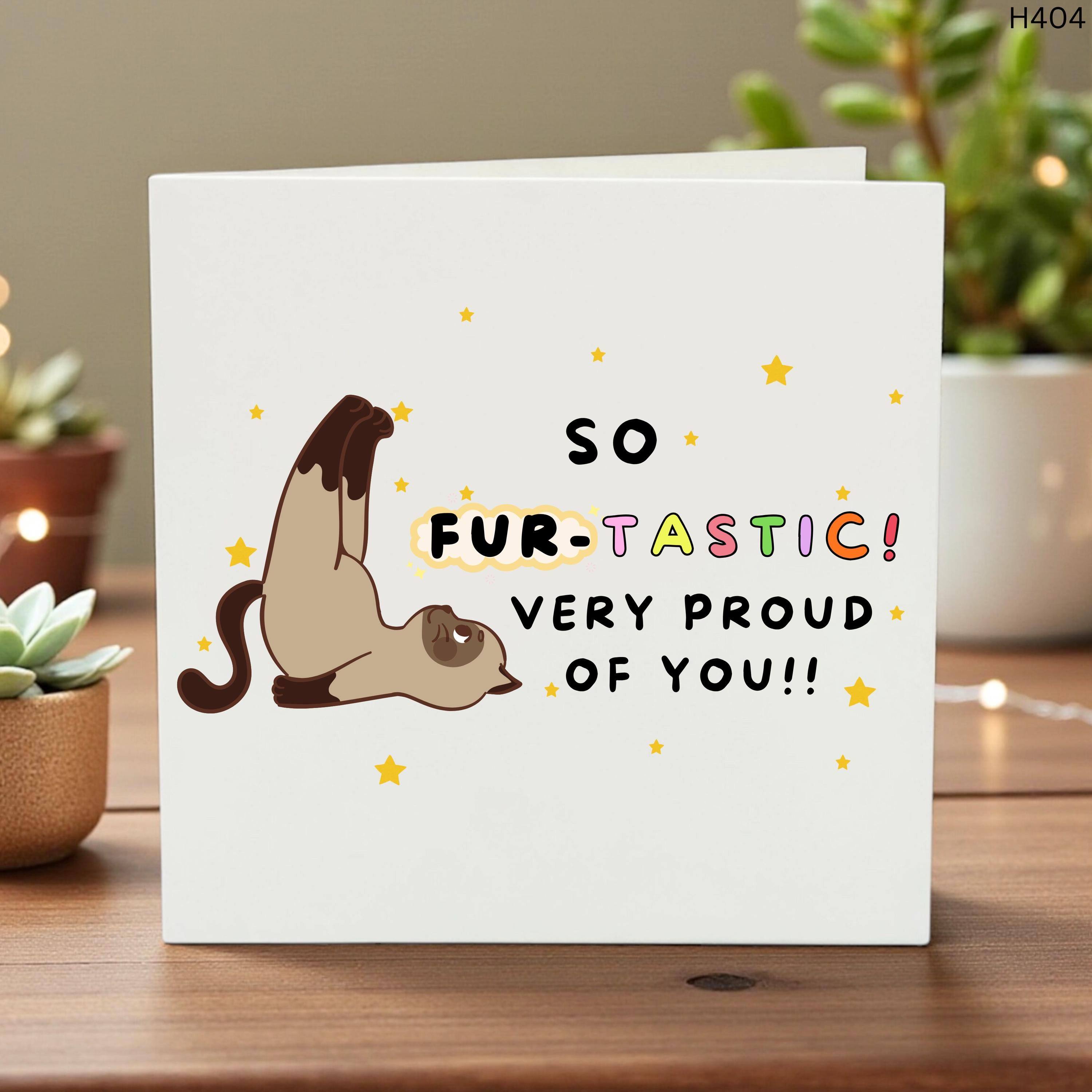 Fur-tastic Cat Card, So Proud of You, Cute Animal Congratulations , Funny Kitty Celebration Card, Pet Lover Reward Card - Wedding Congrats
