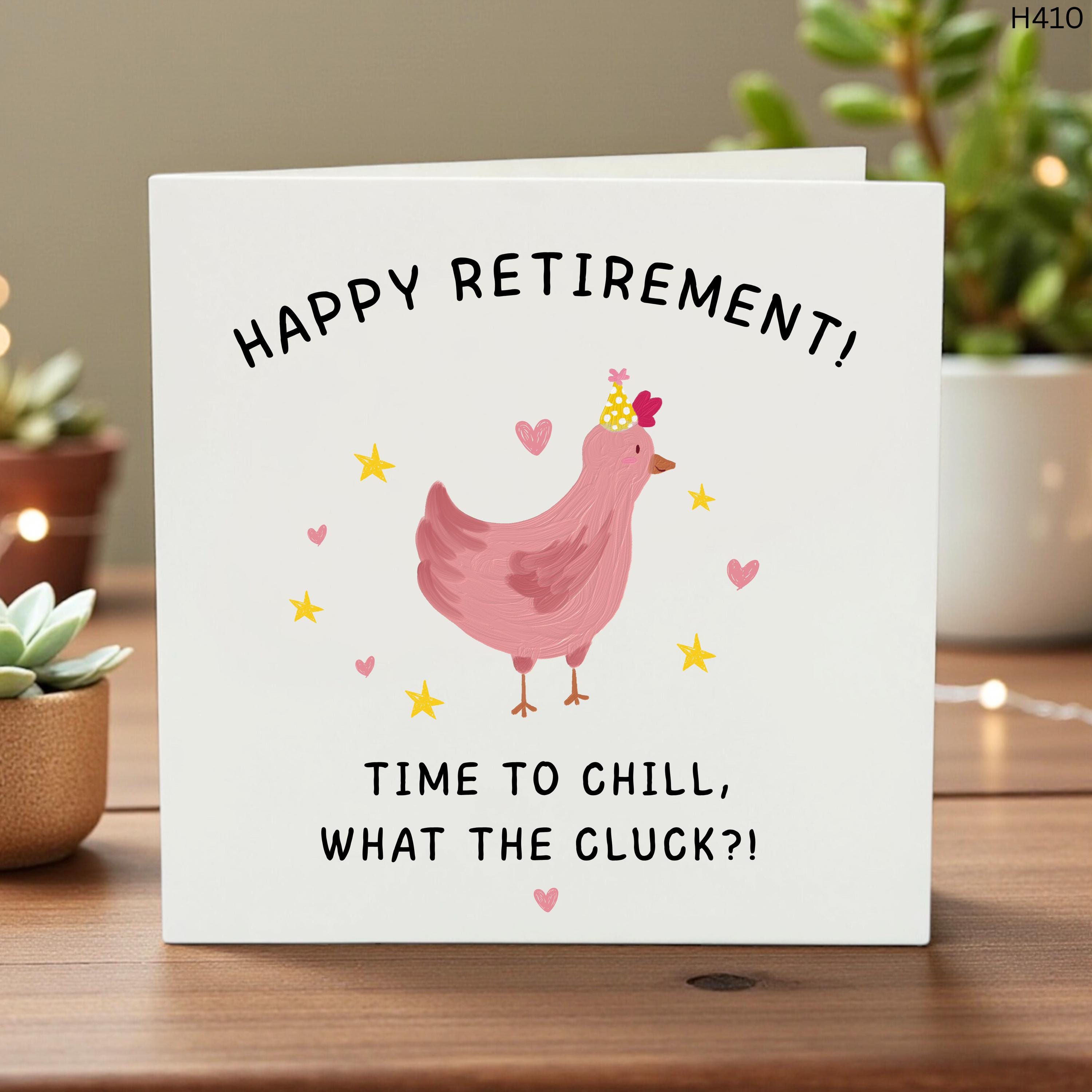 Funny Retirement Card, Happy Retirement Chicken Card, Time to Chill What the Cluck, Personalized Work Farewell, Fun Custom Name Card 6x6