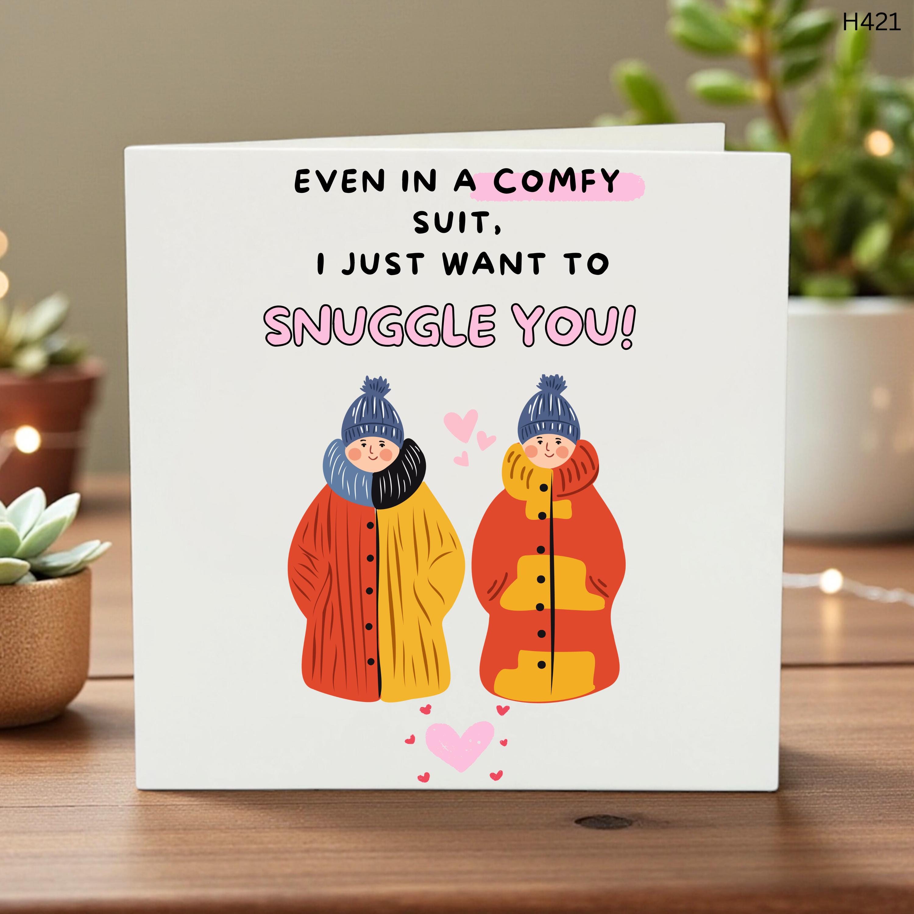 Personalized Snuggle Card for Couples, Romantic Gift, Cozy Love Card, Custom Name Card, Anniversary, Cute Relationship, Heartfelt Note