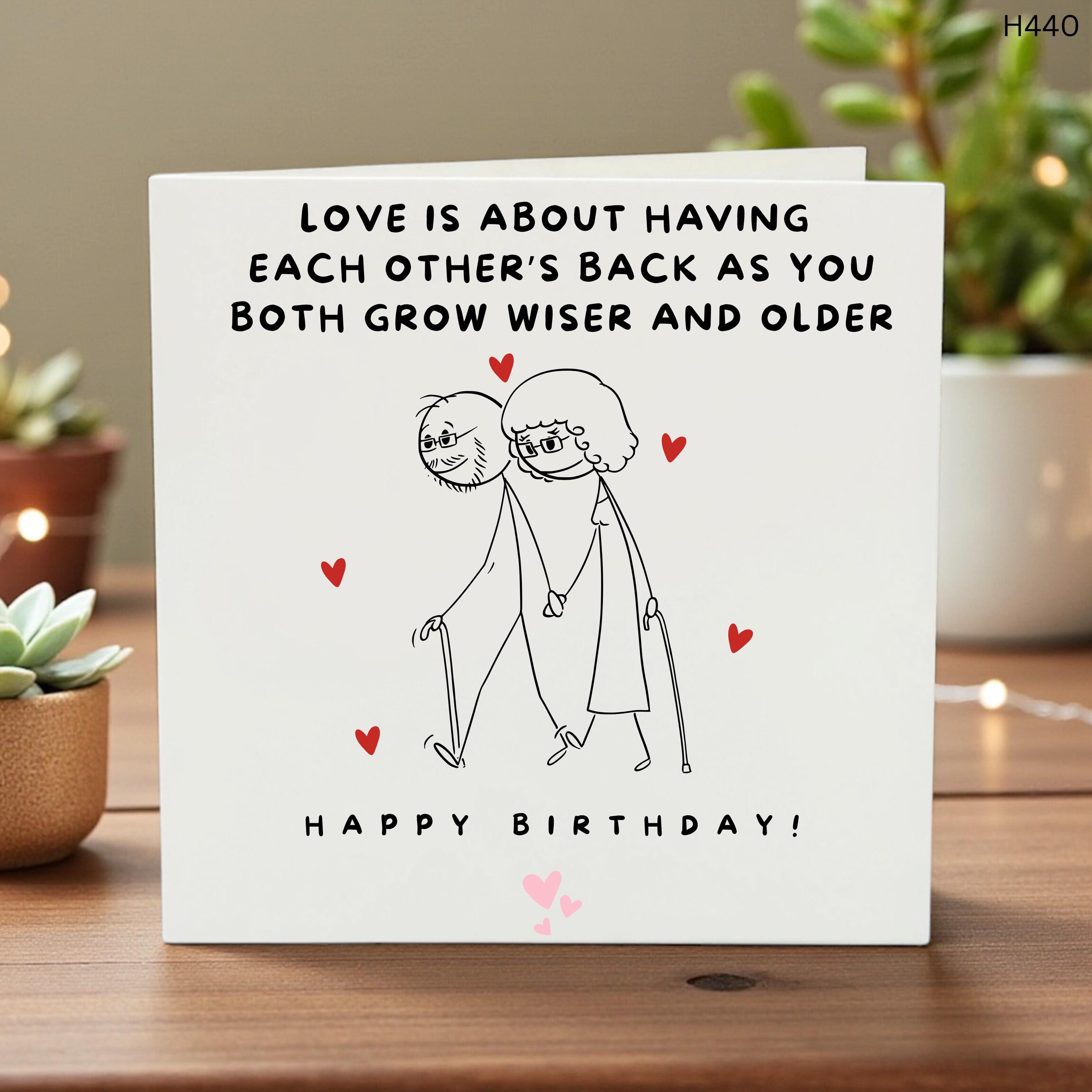 Funny Elderly Birthday Card, Growing Wiser Together Greeting, Humorous Love Card for Couples, Cute Relationship Birthday Card 6x6