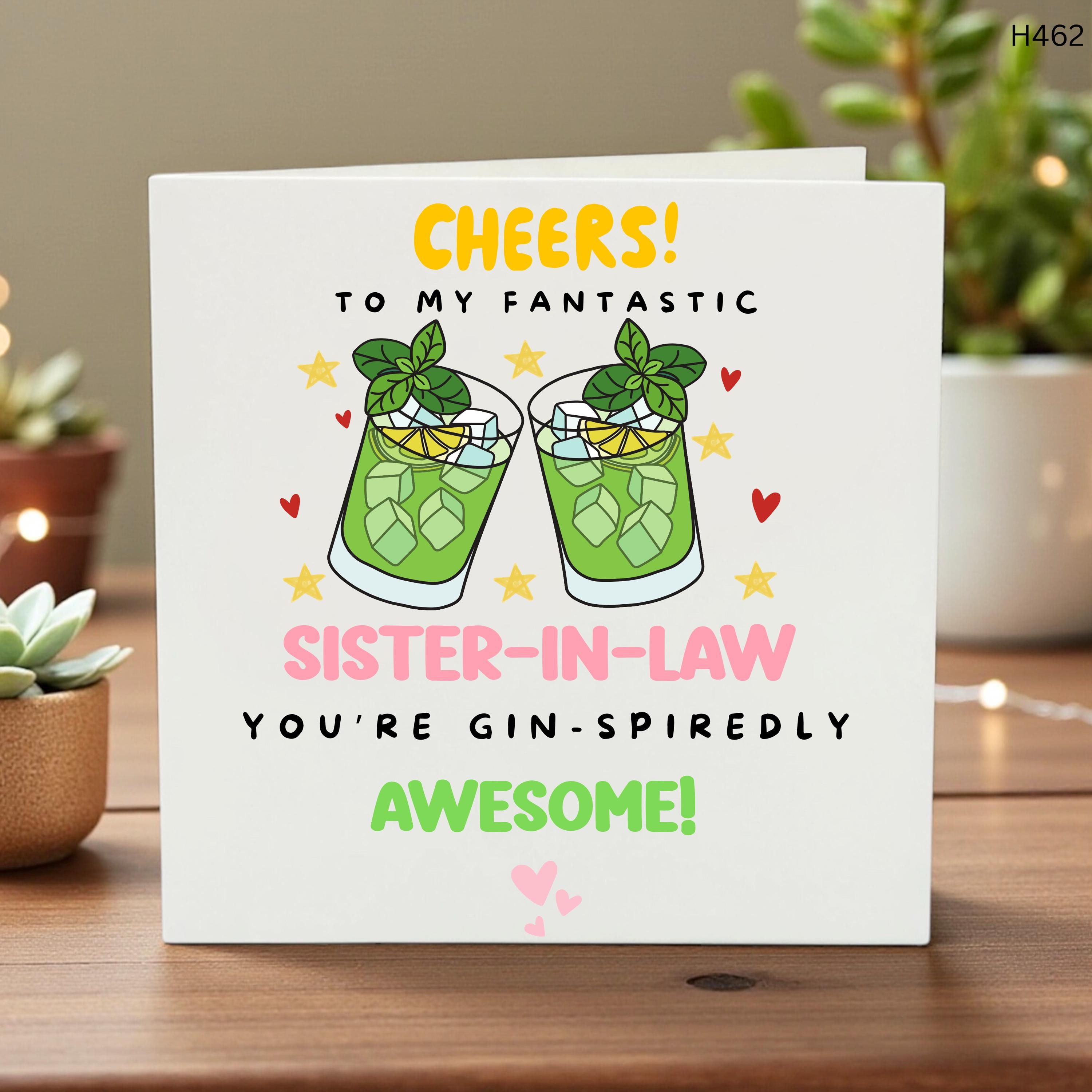 Funny Birthday Card for Sister-in-Law, Gin Lover Gift, Alcohol Humor Card, Female Friend Coworker, Milestone Birthday Card - Card For Her