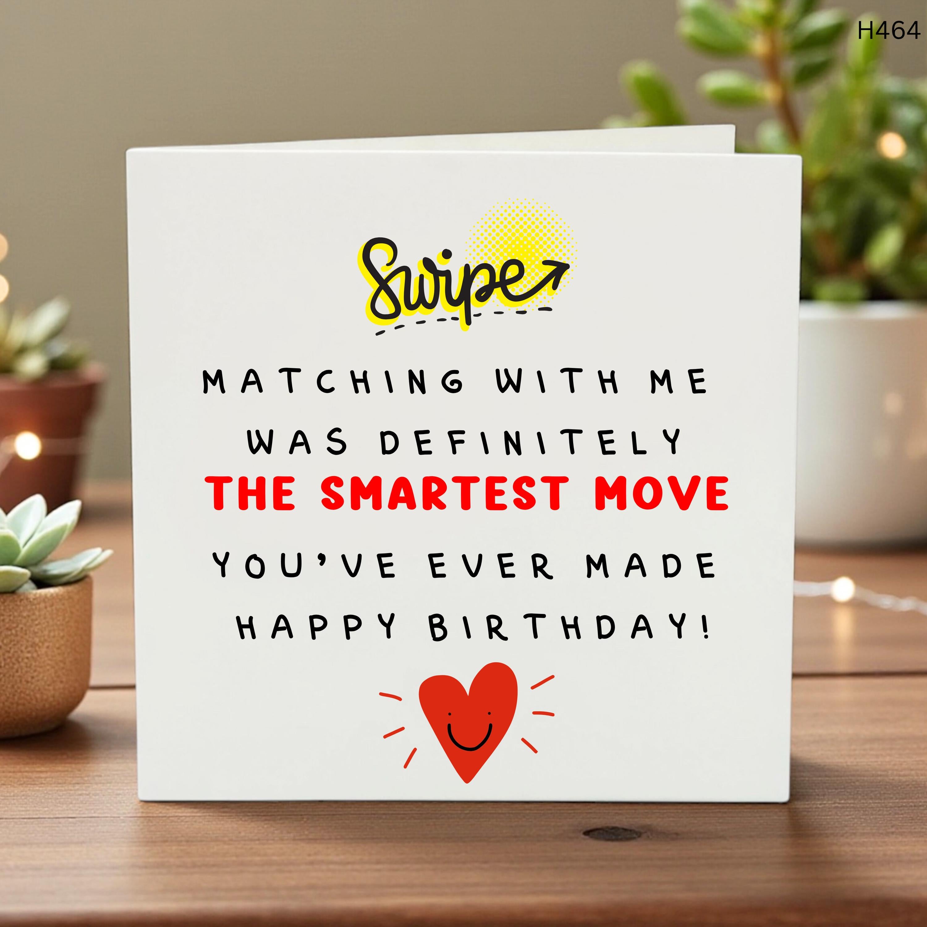 Funny Birthday Card for Him, Swipe Dating App Card, Boyfriend Gift, Husband, Male Friend, Unique Birthday Greeting, Guy Card -