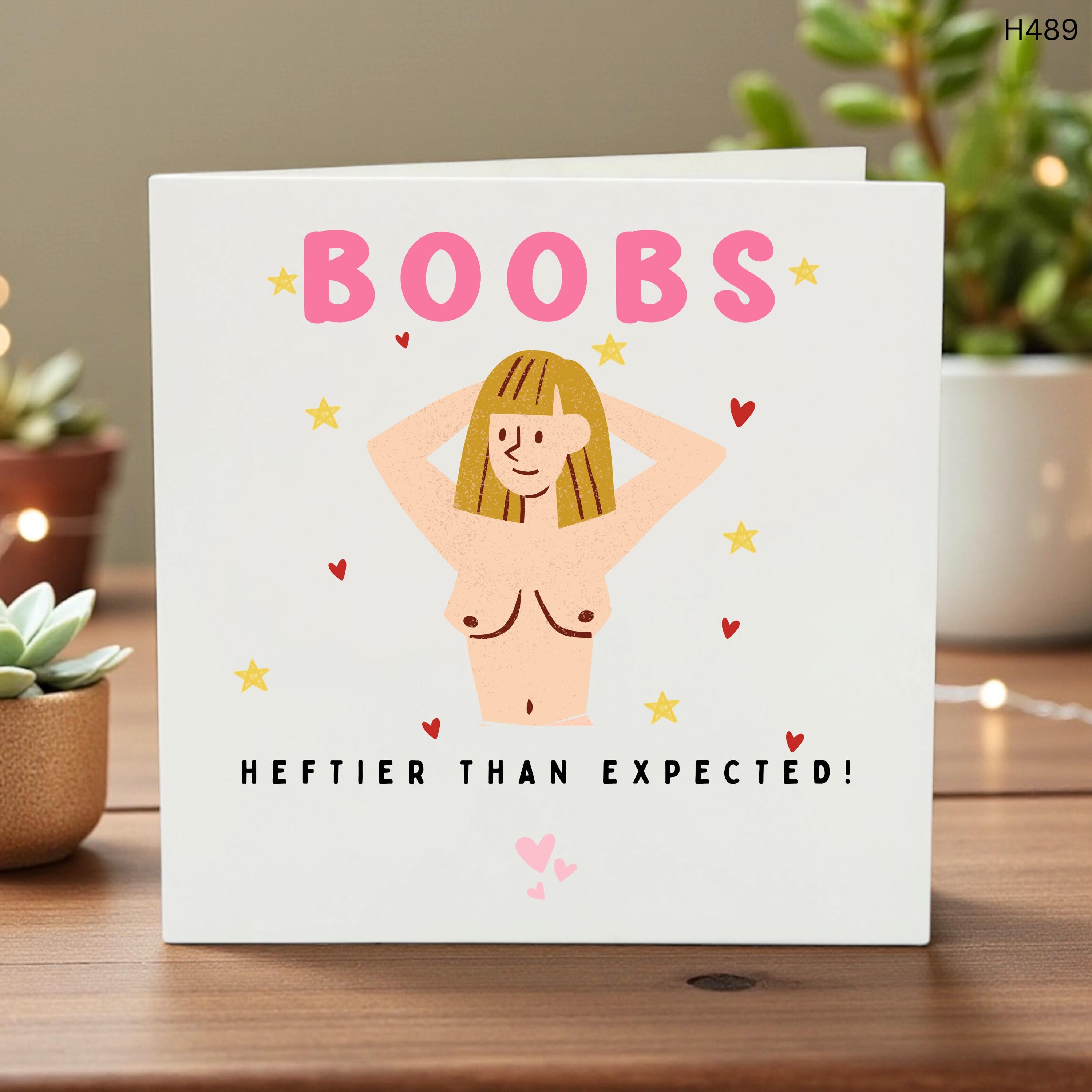Funny Boobs Greeting Card, Heftier Than Expected Humor Card, Cheeky Birthday Card for Friend, Naughty Bestie Gift, Sassy Body Positive
