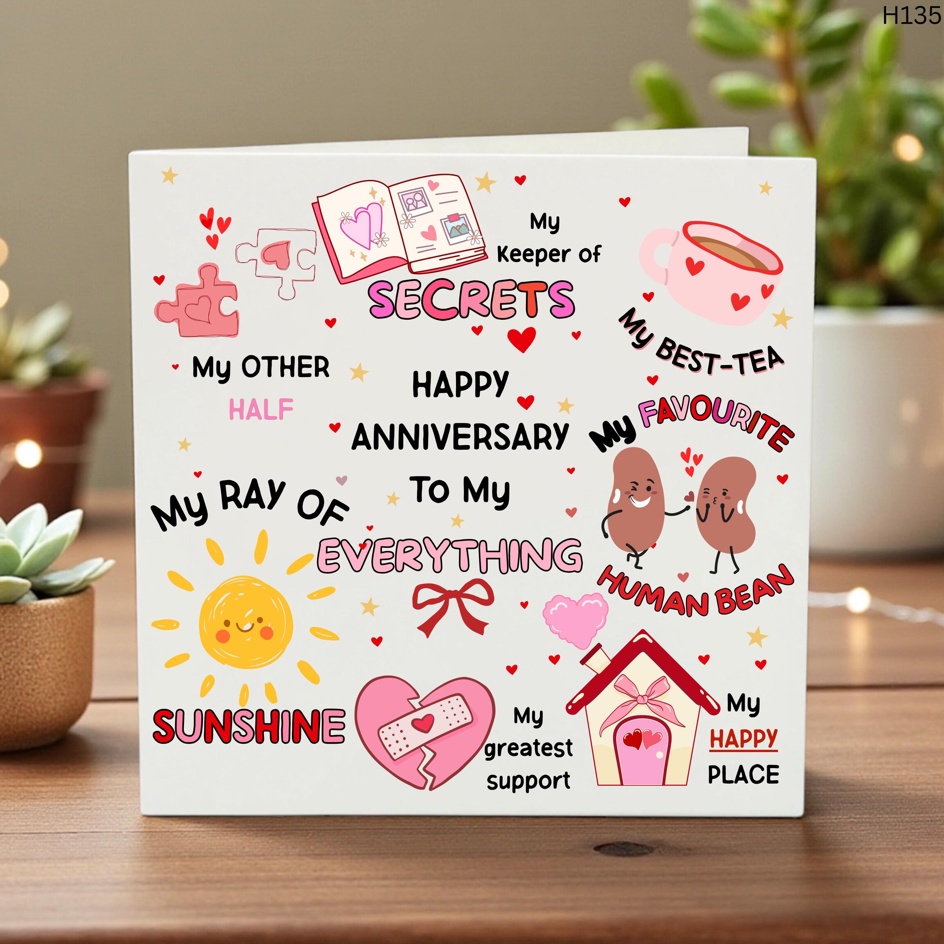 Happy Anniversary Card To My Everything Punny Anniversary Gift for Husband Wife Girlfriend Boyfriend Cute Illustration Card Romantic