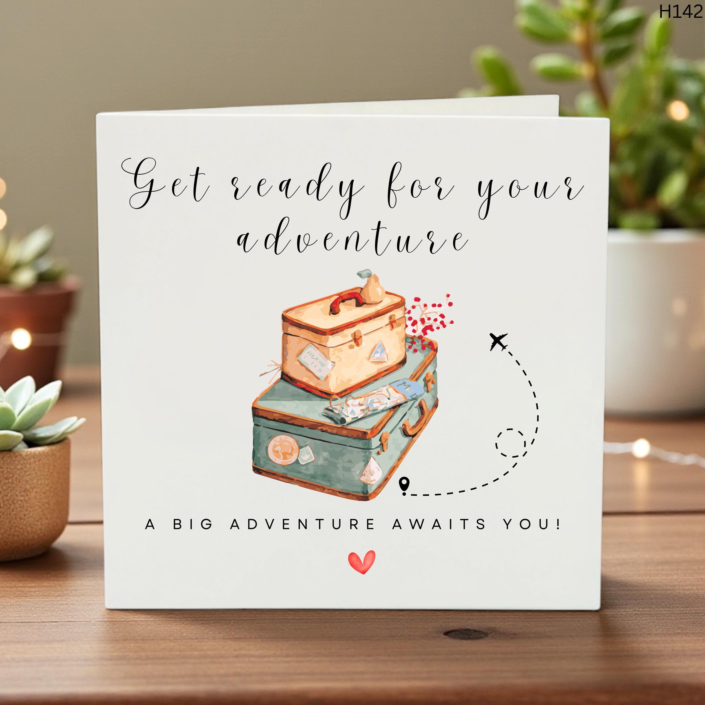 Adventure Awaits Card Personalised Travel Gift Get Ready For Your Adventure Card Trip Reveal Surprise Moving Abroad Card Bon Voyage Gift