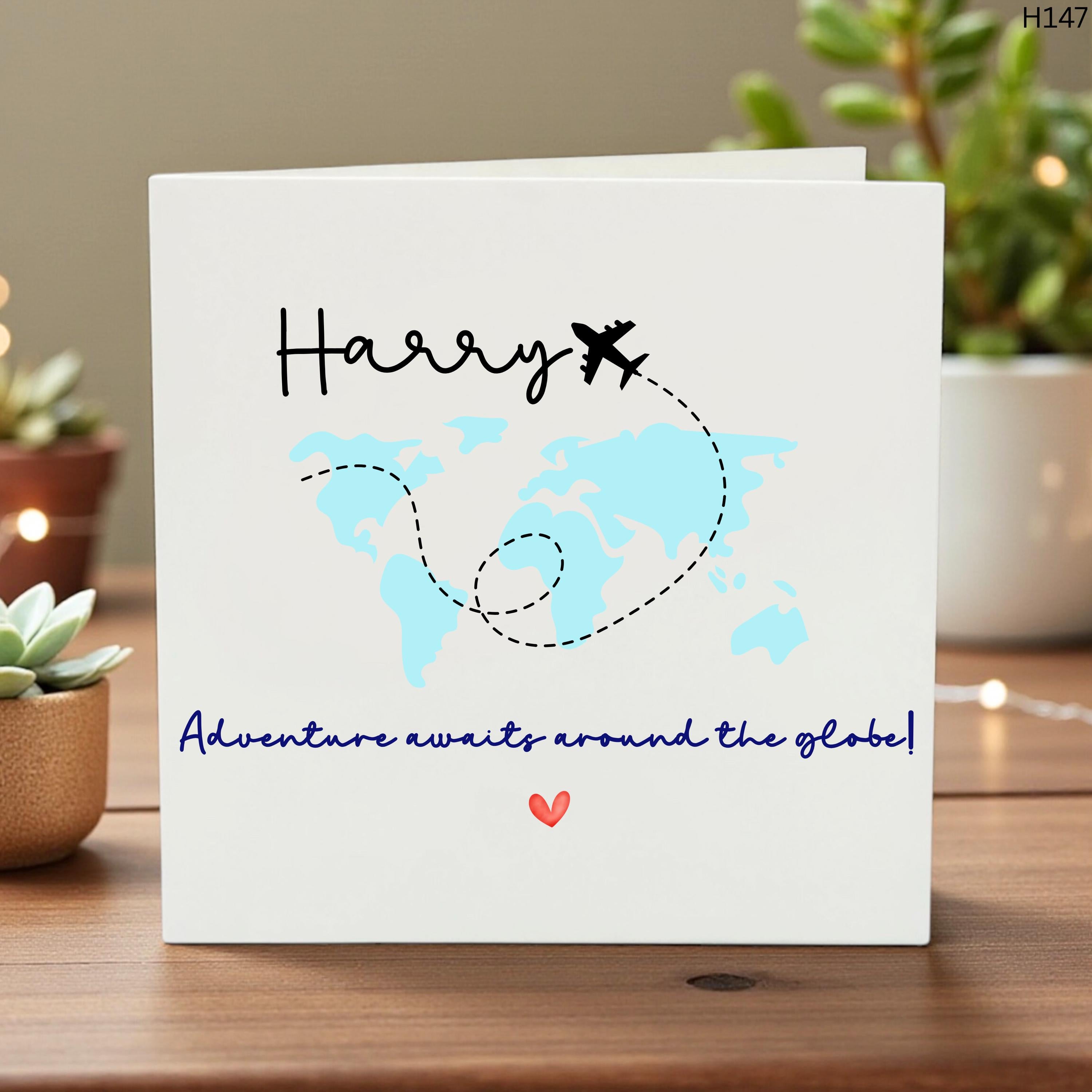 Safe Travels Card, Travel Farewell Card, World Landmarks Travel Card, Bon Voyage Gift, Going Away Card 6x6
