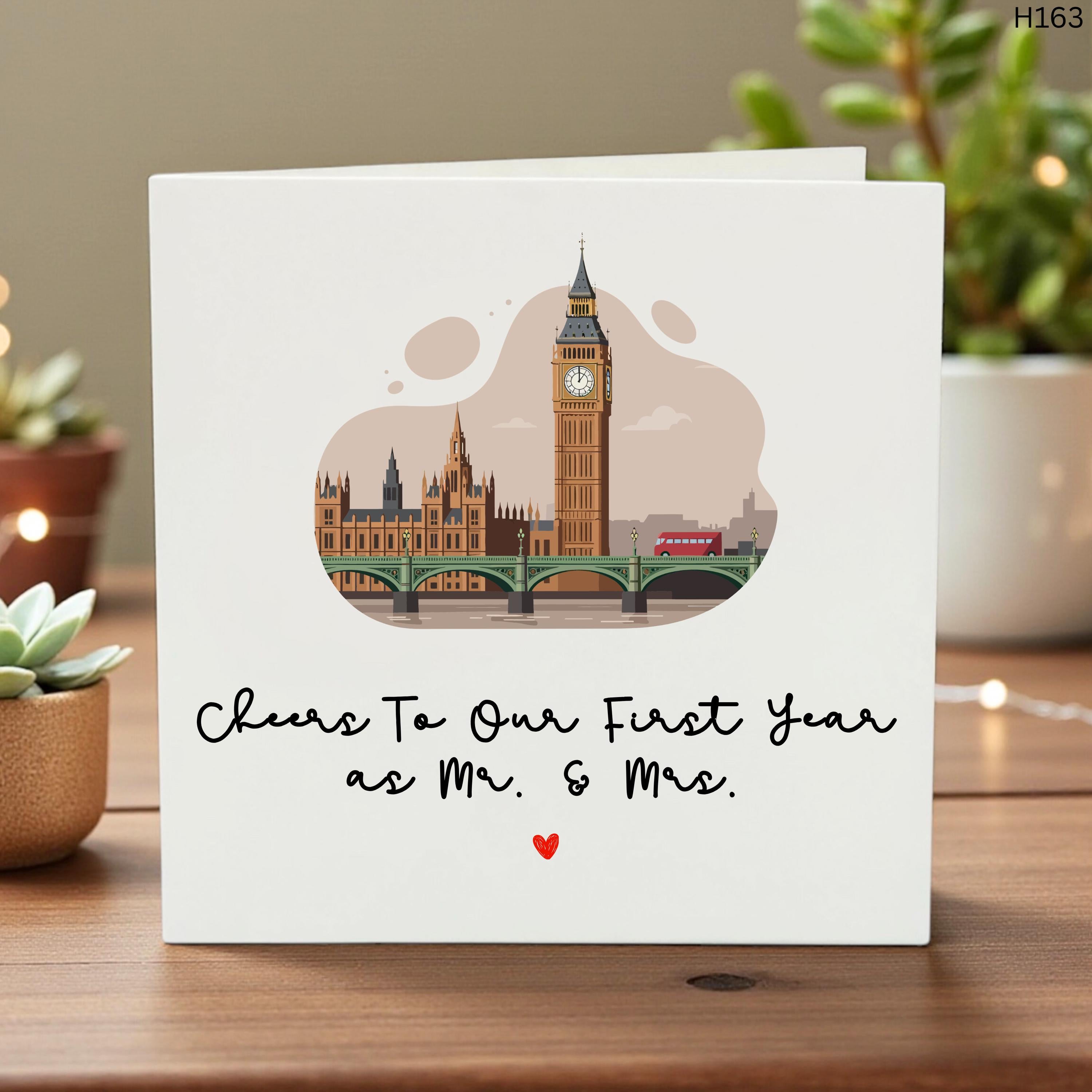1st Anniversary Card for Husband Wife London Skyline First Year as Mr and Mrs Card Cute 1 Year Wedding Anniversary Gift for Couple Londoner
