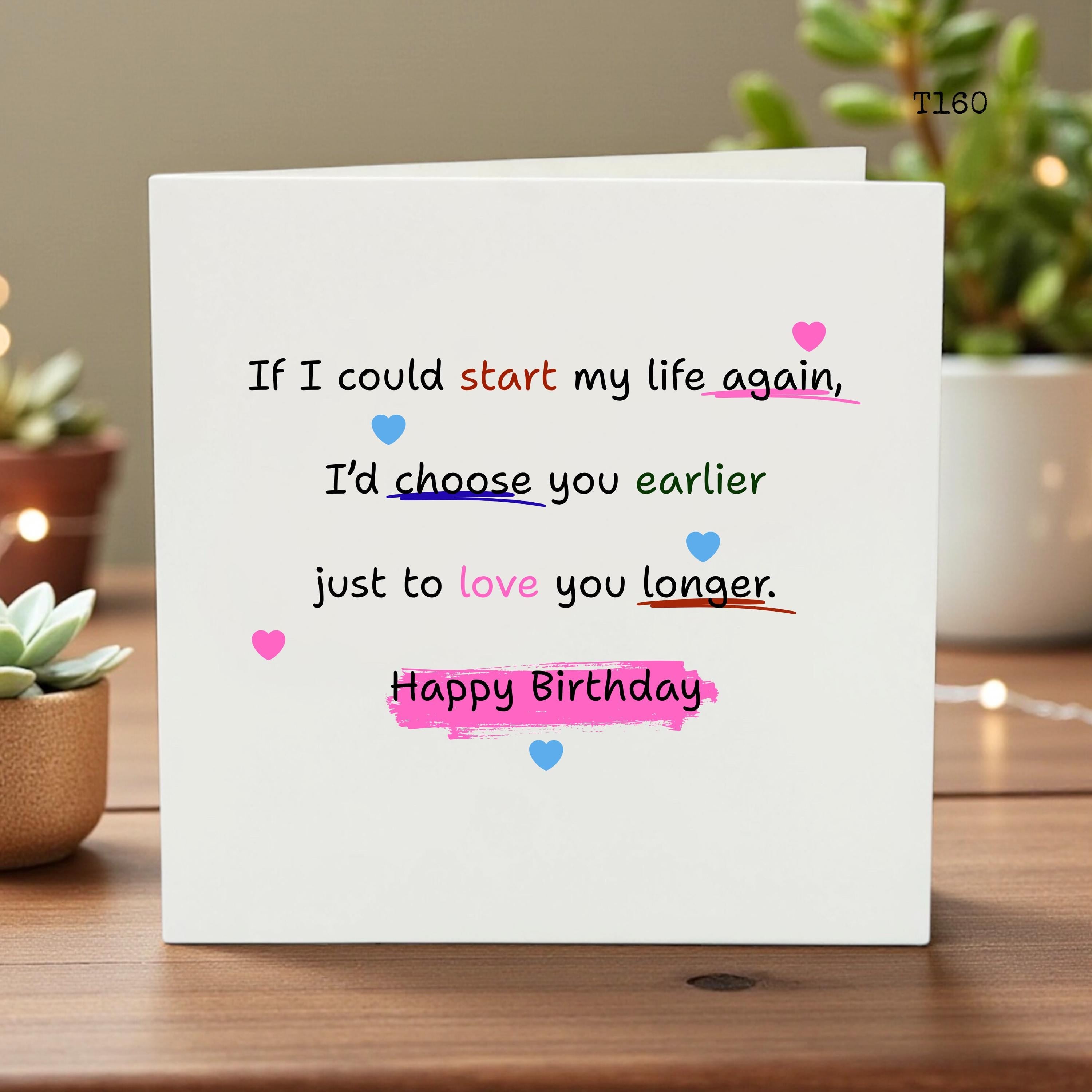 Sentimental Birthday Card for Husband Wife - Romantic Love Quote Card for Boyfriend Girlfriend - Soulmate Birthday Gift - Choose You Card
