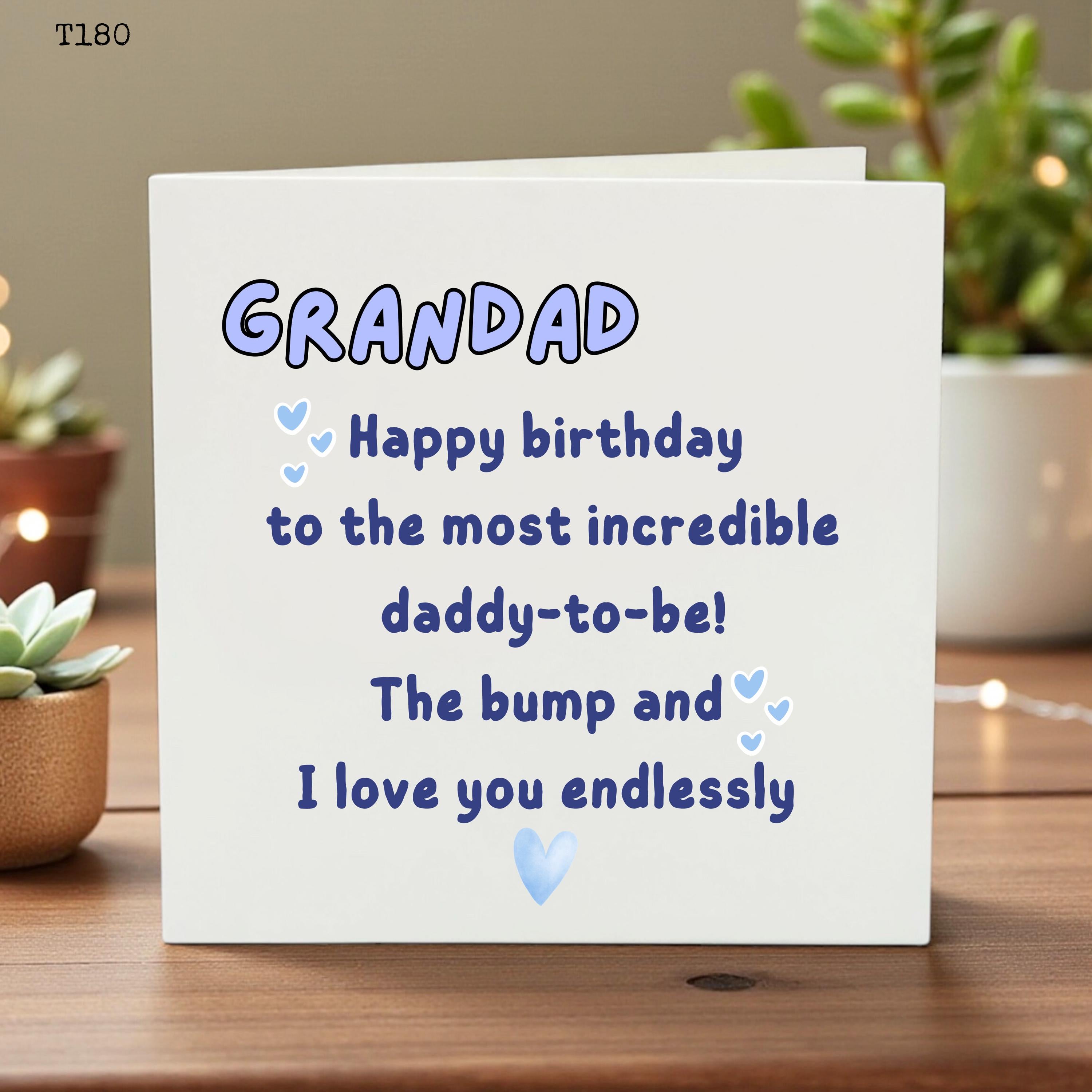 Grandad Birthday Card from the Bump, Happy Birthday Daddy to Be, Pregnancy Announcement Card for Him, New Dad Gift, Soon to be Grandparents