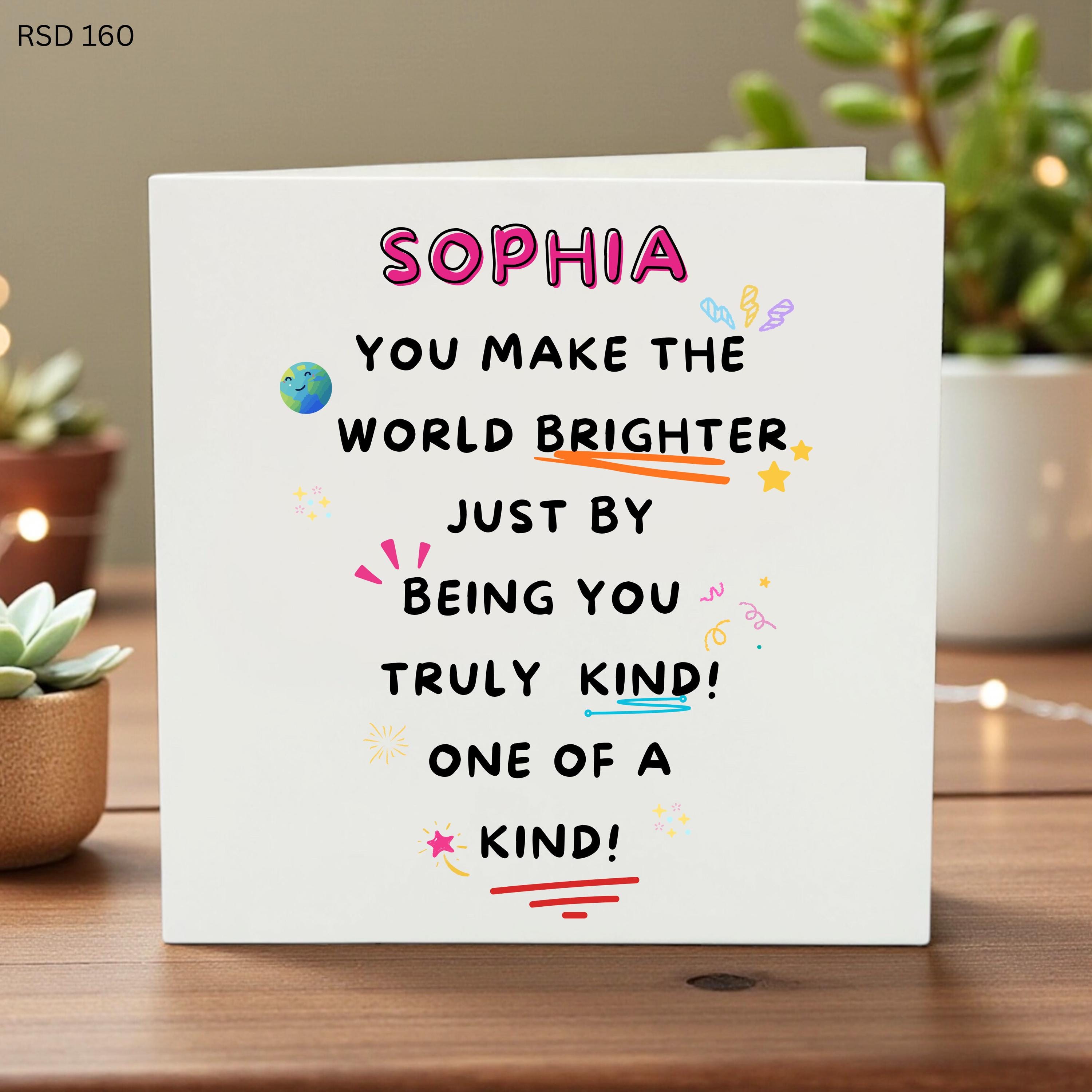Personalized Kindness Card for Girls, Inspirational Card for Daughter, Cute Encouragement Card, One of a Kind Gift Idea