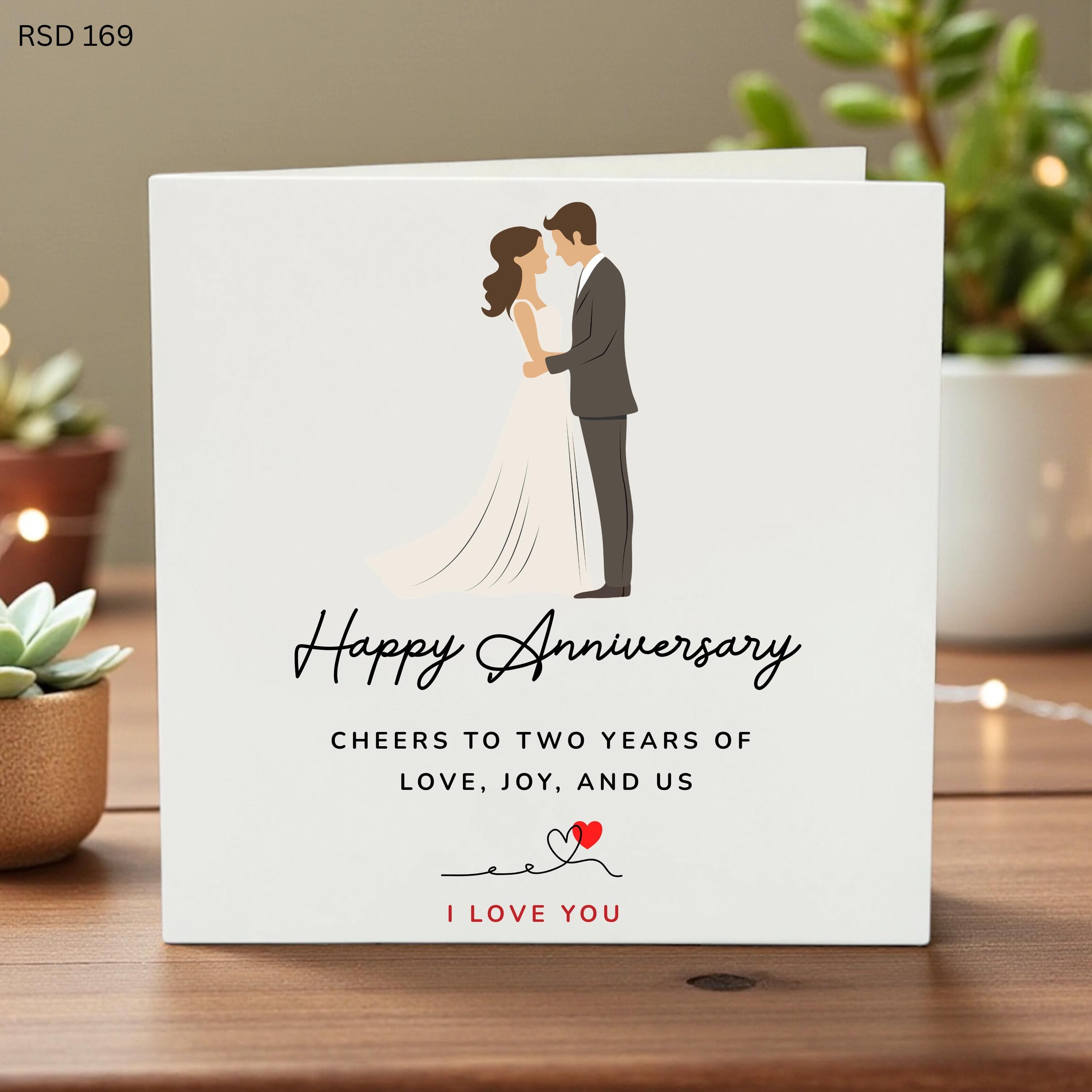 2nd Anniversary Card for Husband Wife - Two Years Anniversary Gift - Personalized Happy Anniversary Card Cheers to Two Years - Romantic