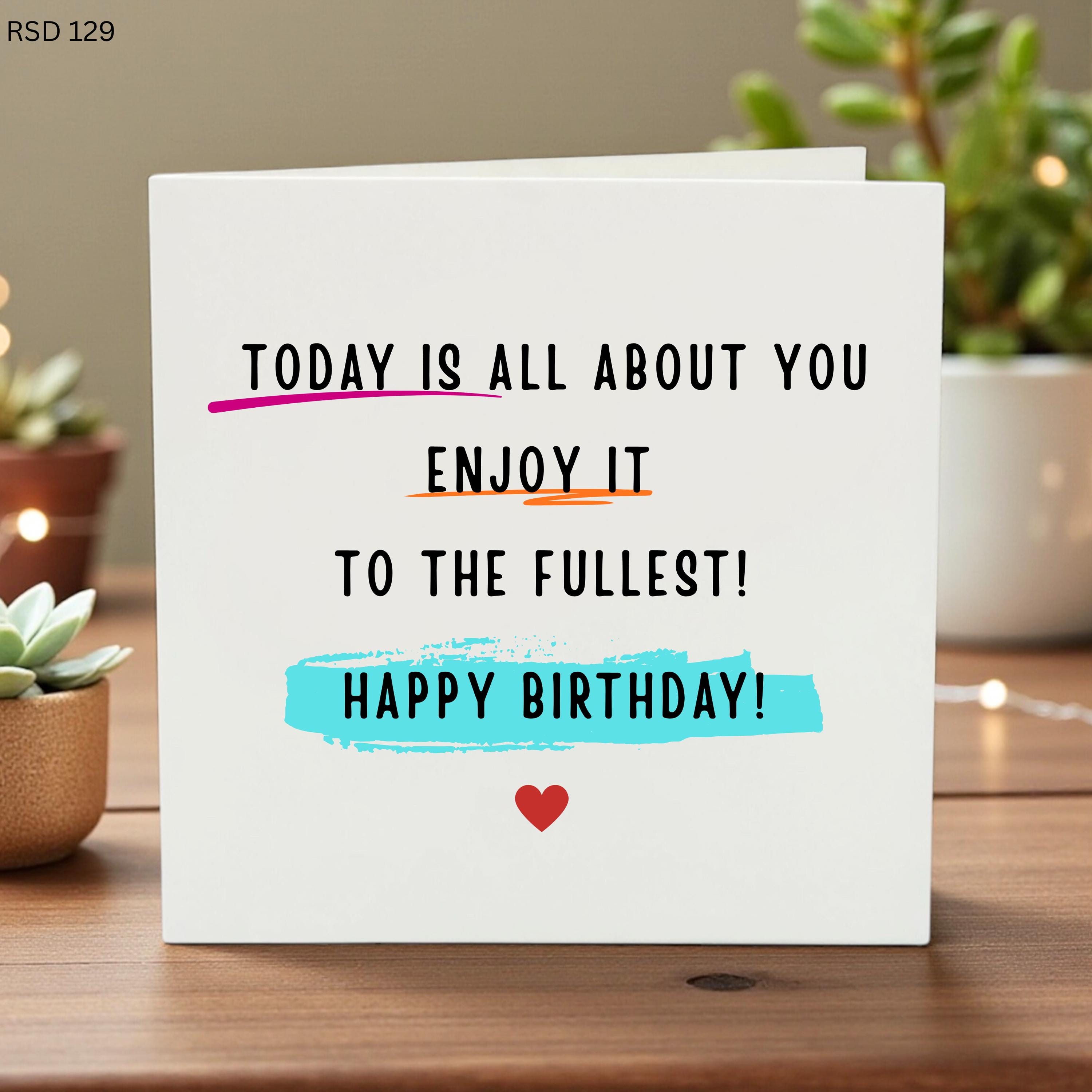 Happy Birthday Greeting Card Today Is All About You Modern Typography Bold Stationery