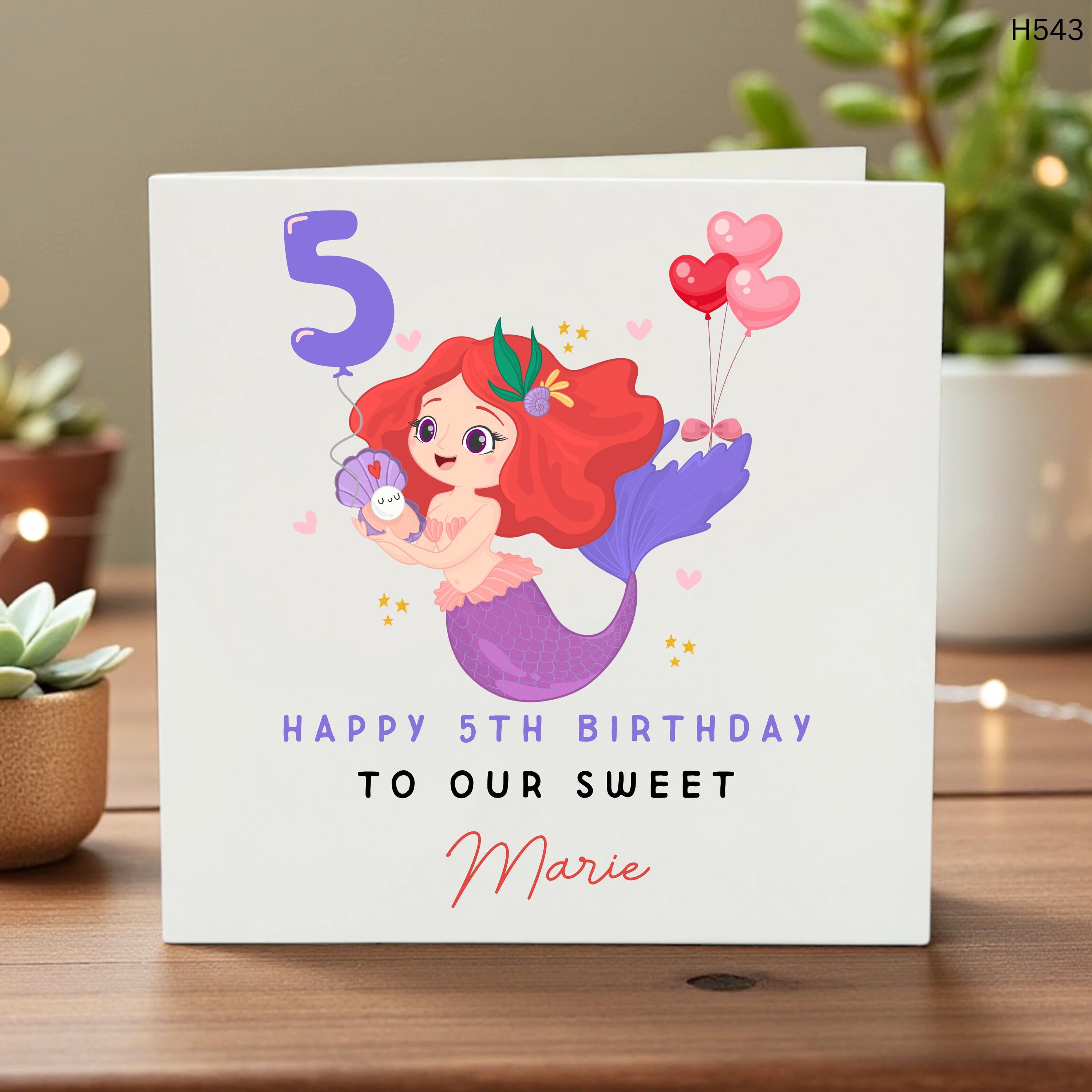 5th Birthday Card,Children's Personalised Birthday Card, Ballet Fifth Birthday, Girl's 5th Birthday Card,5th BirthdayGift,Kraft Envelope 6x6