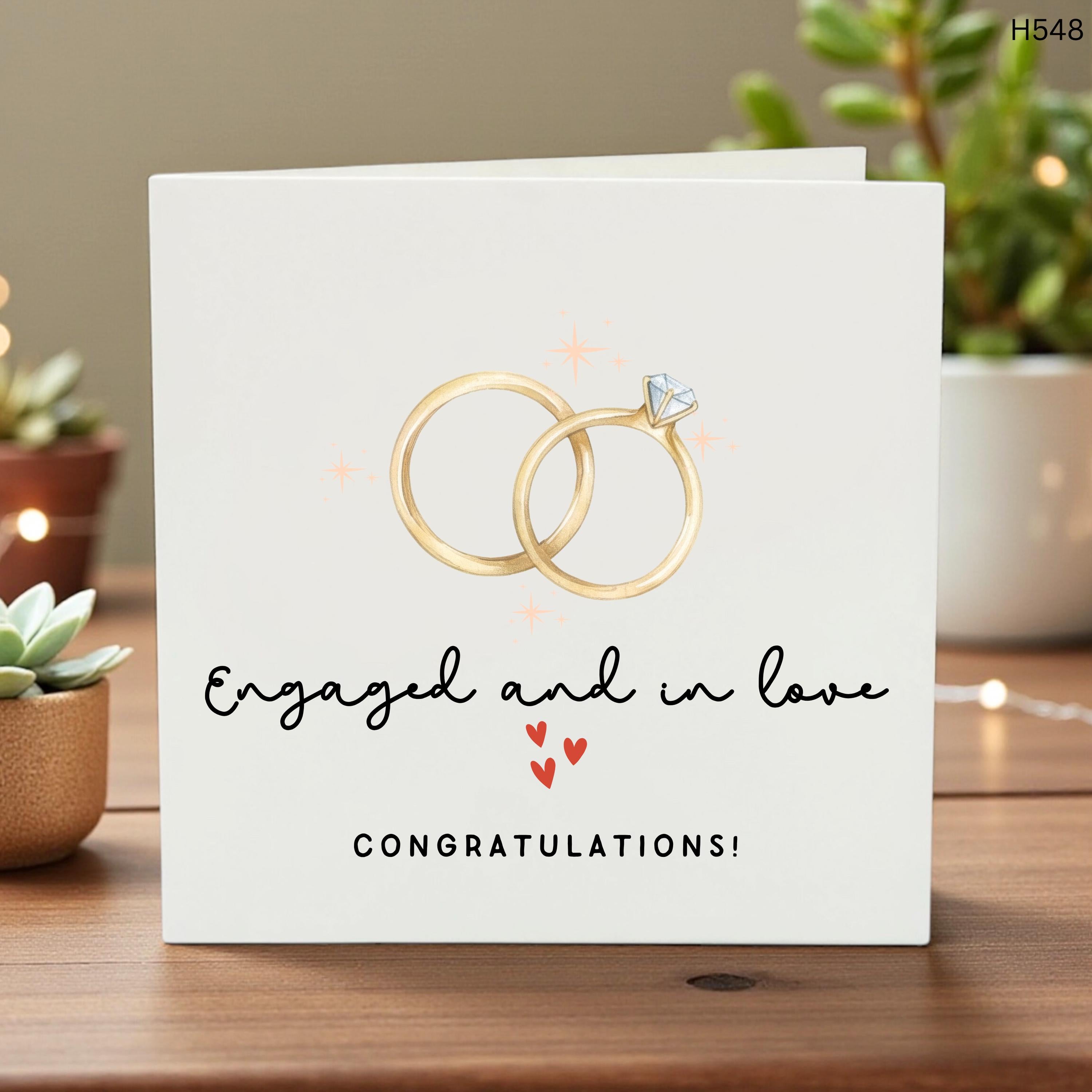Personalised Engagement Card, Add names and date Card, Congratulations on your engagement, For Friends or Family, Customised Engaged 6x6
