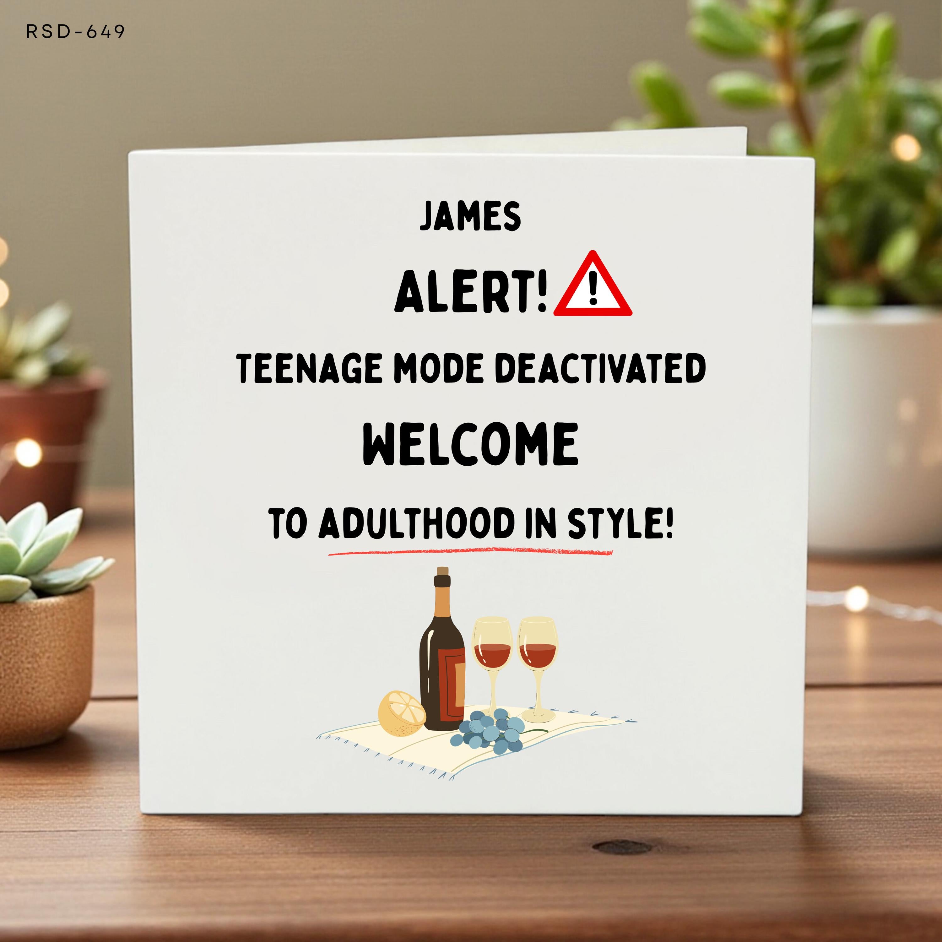 Personalized 20th Birthday Card for Him, Custom Name Adult Celebration Greeting, Fun Keepsake Card, Adulthood Milestone Gift