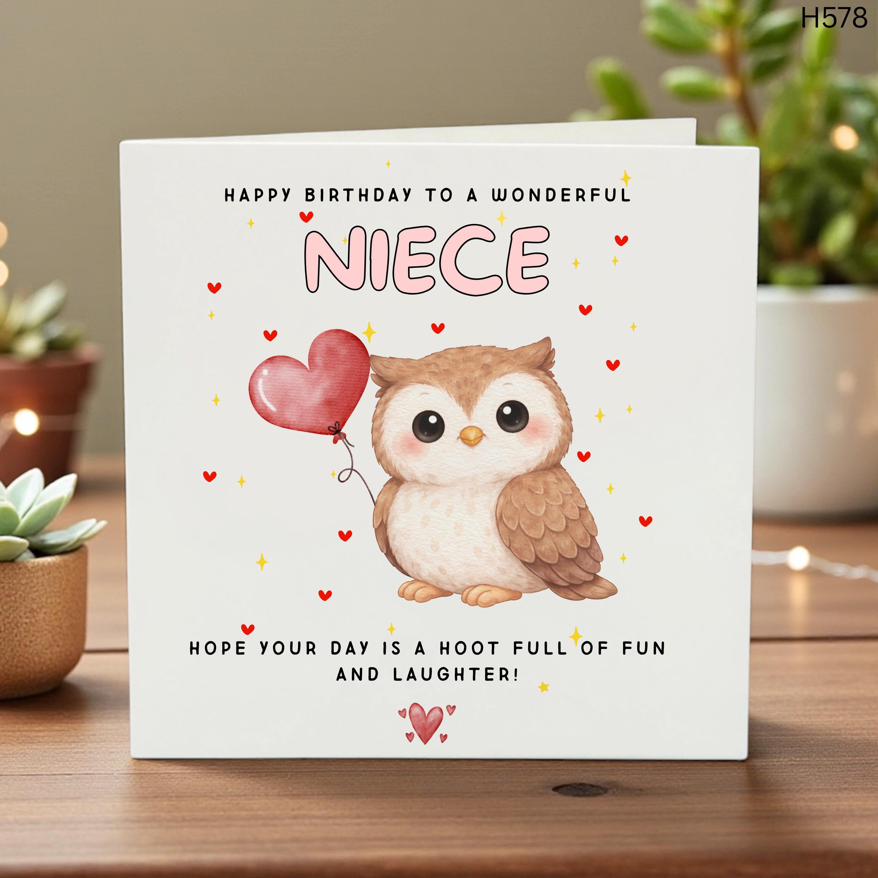 Niece Birthday Card, Cute Owl Birthday Card for Niece, Happy Birthday Niece Gift, Hoot Full of Fun Owl Card, Special Niece Greeting Card