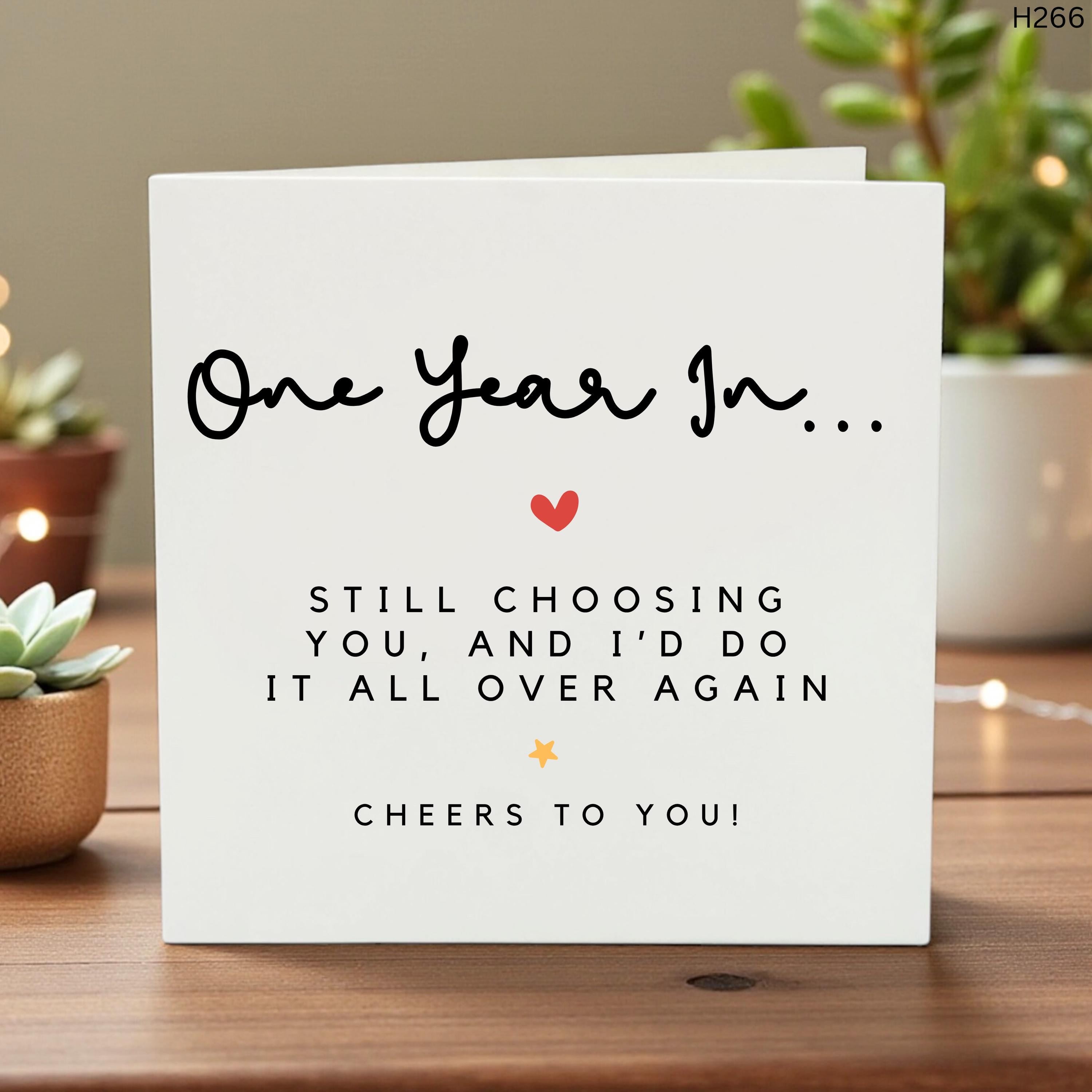 Funny 1 Year Anniversary Card for Partner, One Year In, Custom Name, Cute Relationship Keepsake, Handmade Anniversary Greeting