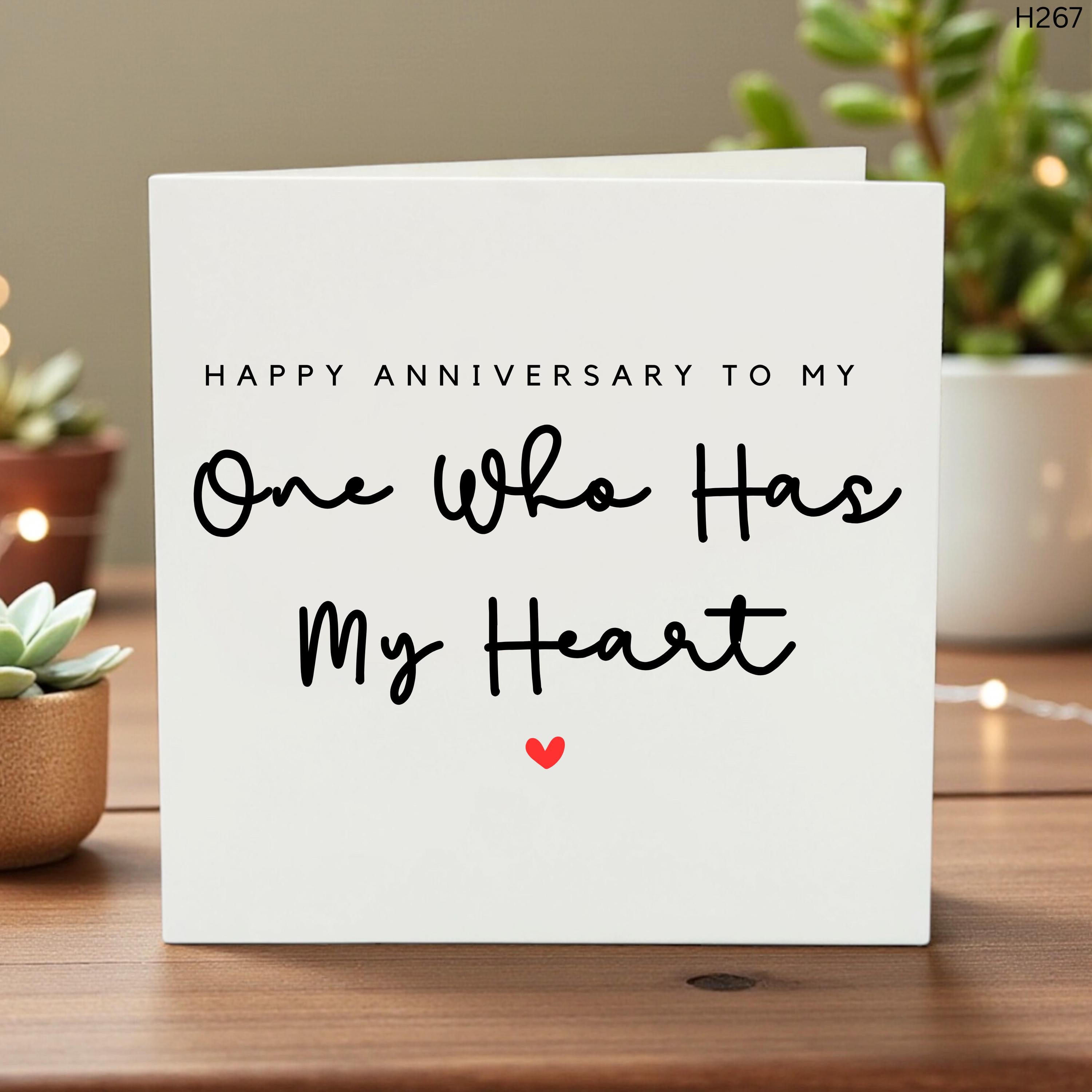 Funny 1 Year Anniversary Card for Partner, One Who Has My Heart, Custom Name, Cute Relationship Keepsake, Handmade Greeting