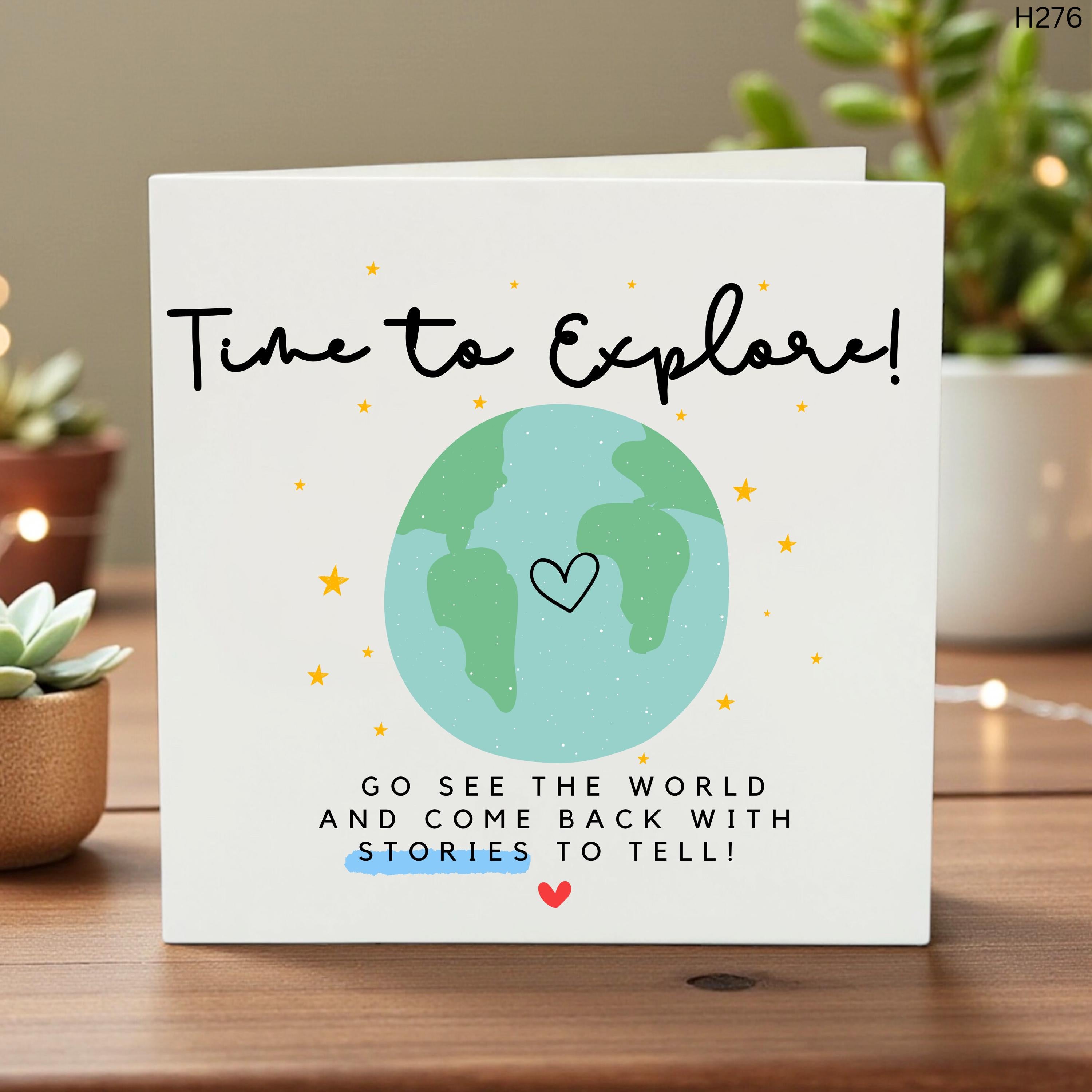 Personalized Travel Card, Adventure Greeting Card, Bon Voyage Gift, Explore the World, Globe Card, Wanderlust Gift for Traveler