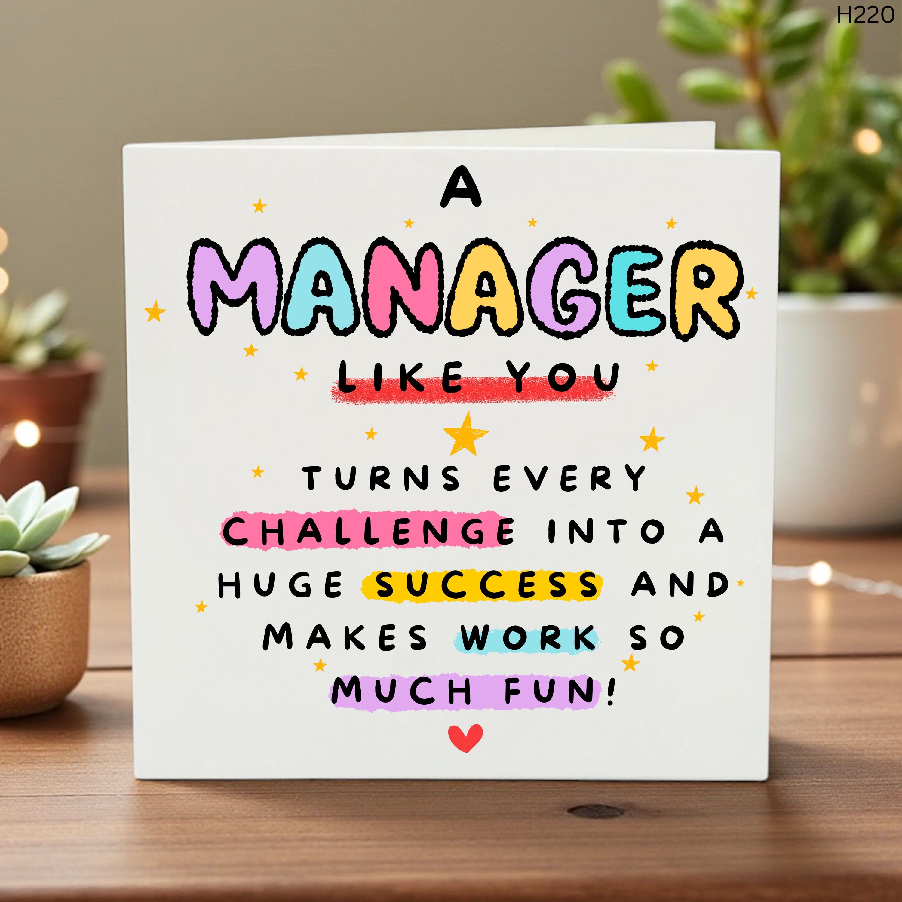 Funny Boss Appreciation Card, Manager Like You Turns Challenges Into Success, Office Gift, Work Colleague Card, Team Appreciation