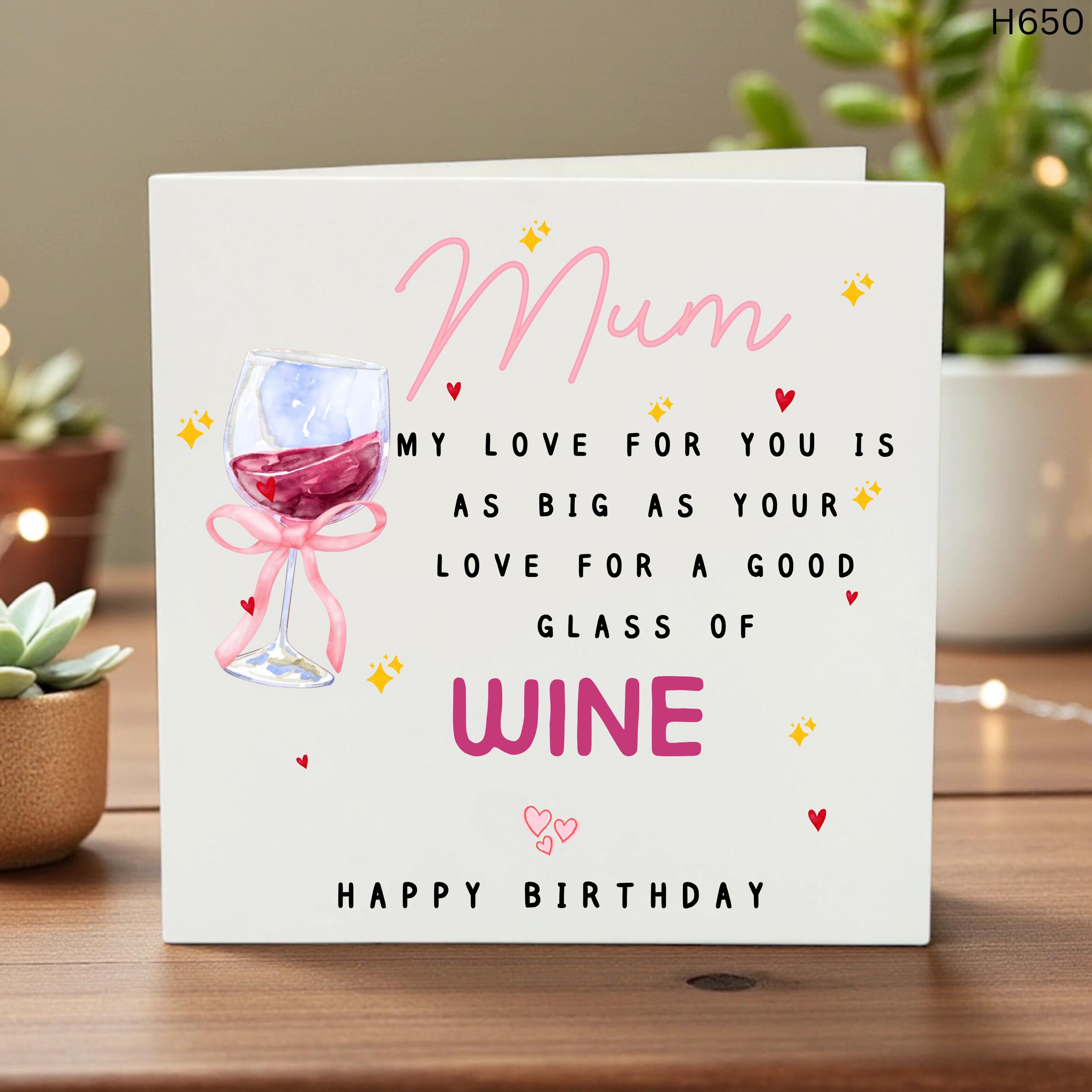 Funny Mum Birthday Card, Wine Lover Card for Mum, Birthday Gift for Mom, Birthday Card for Her, Wine Birthday Card, Funny Birthday Gift
