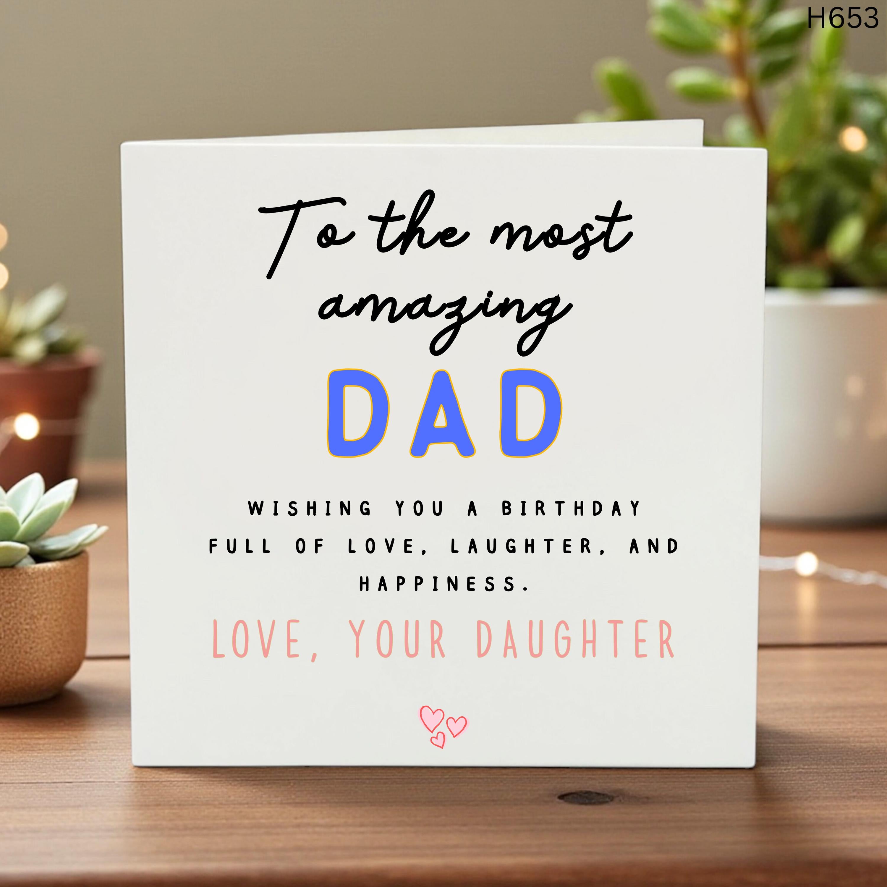 Birthday Card for Daddy, Birthday Card from Daughter, Daddy Birthday Card, Cute Birthday Card for Dad, Personalised Birthday Card 6x6
