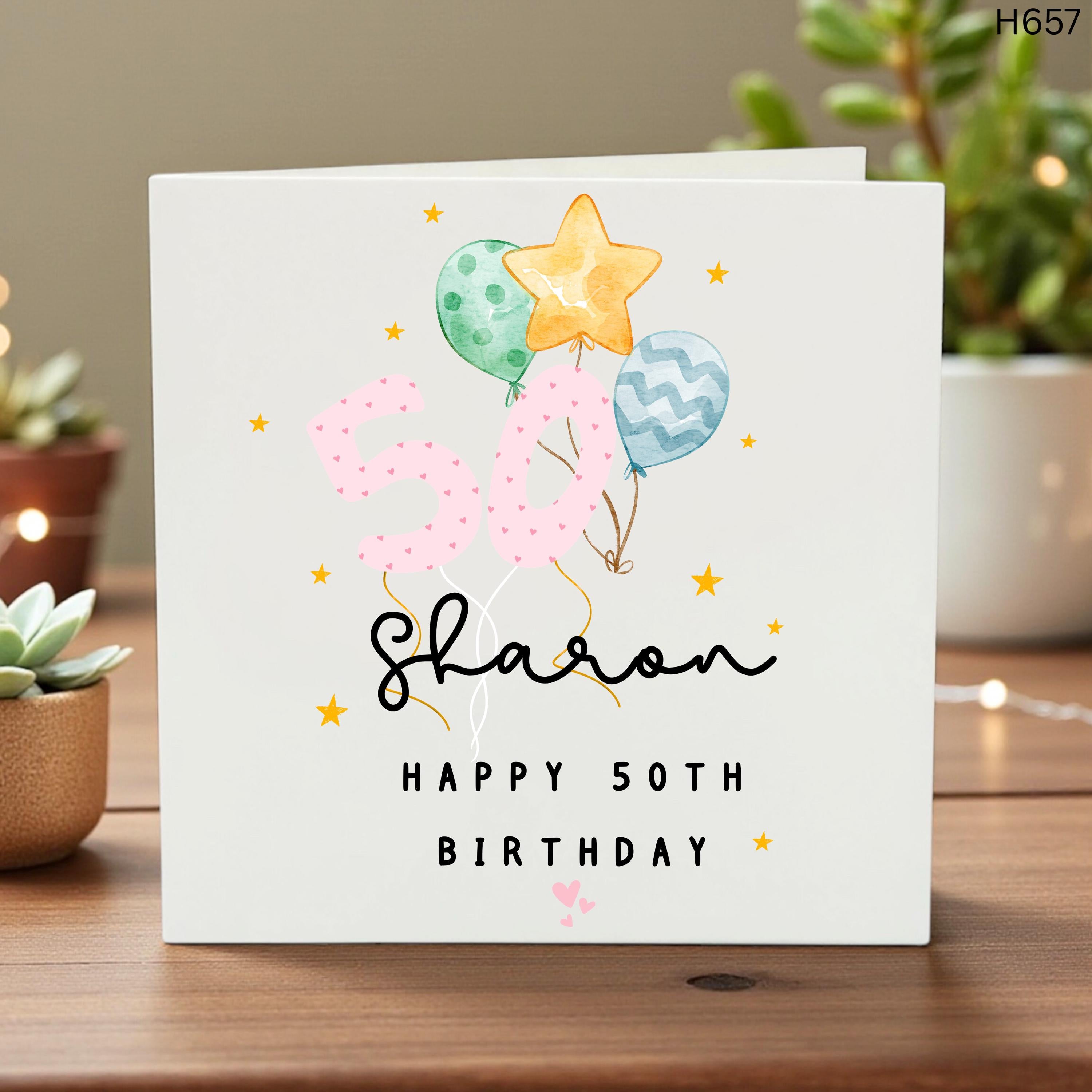 Fabulous At 50! Cheers To You! Customized 50th Birthday Card For Her- Milestones Birthday Card For Her - Personalised 6x6 Card