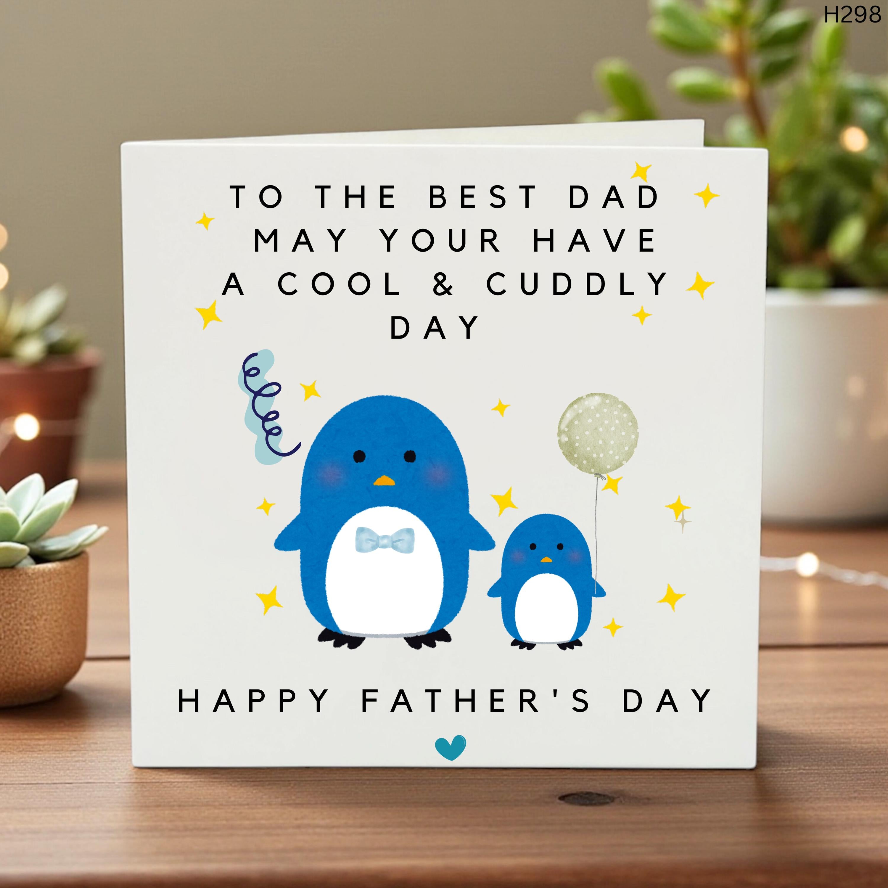 Cute Penguin Father's Day Card, To The Best Dad Cool & Cuddly Day, Happy Father's Day Card for Daddy, Personalized Penguin Greeting Card