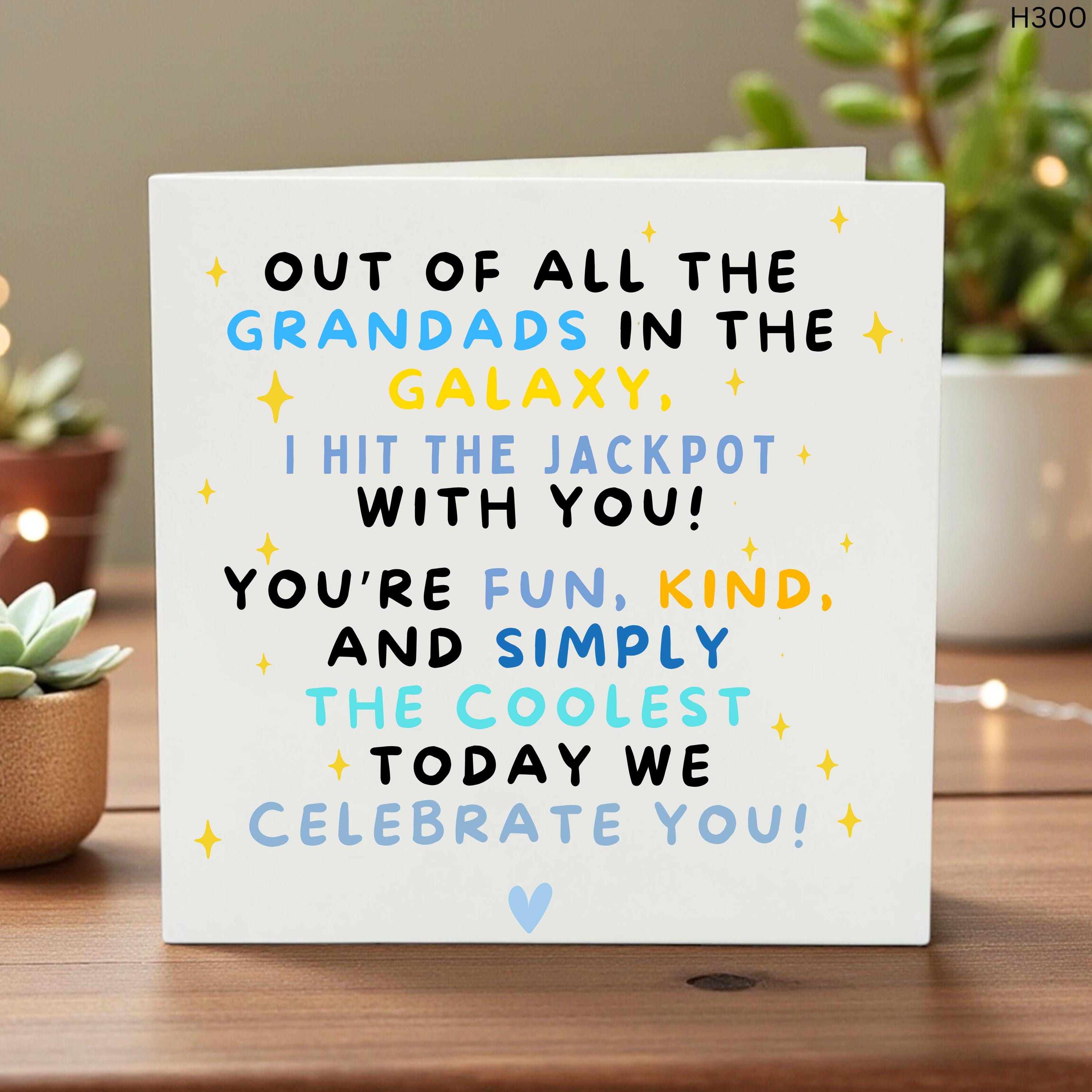 Best Grandad in the Galaxy Birthday Card, I Hit the Jackpot with You Grandpa Gift, Coolest Grandad Ever Father's Day Card, Personalized Card