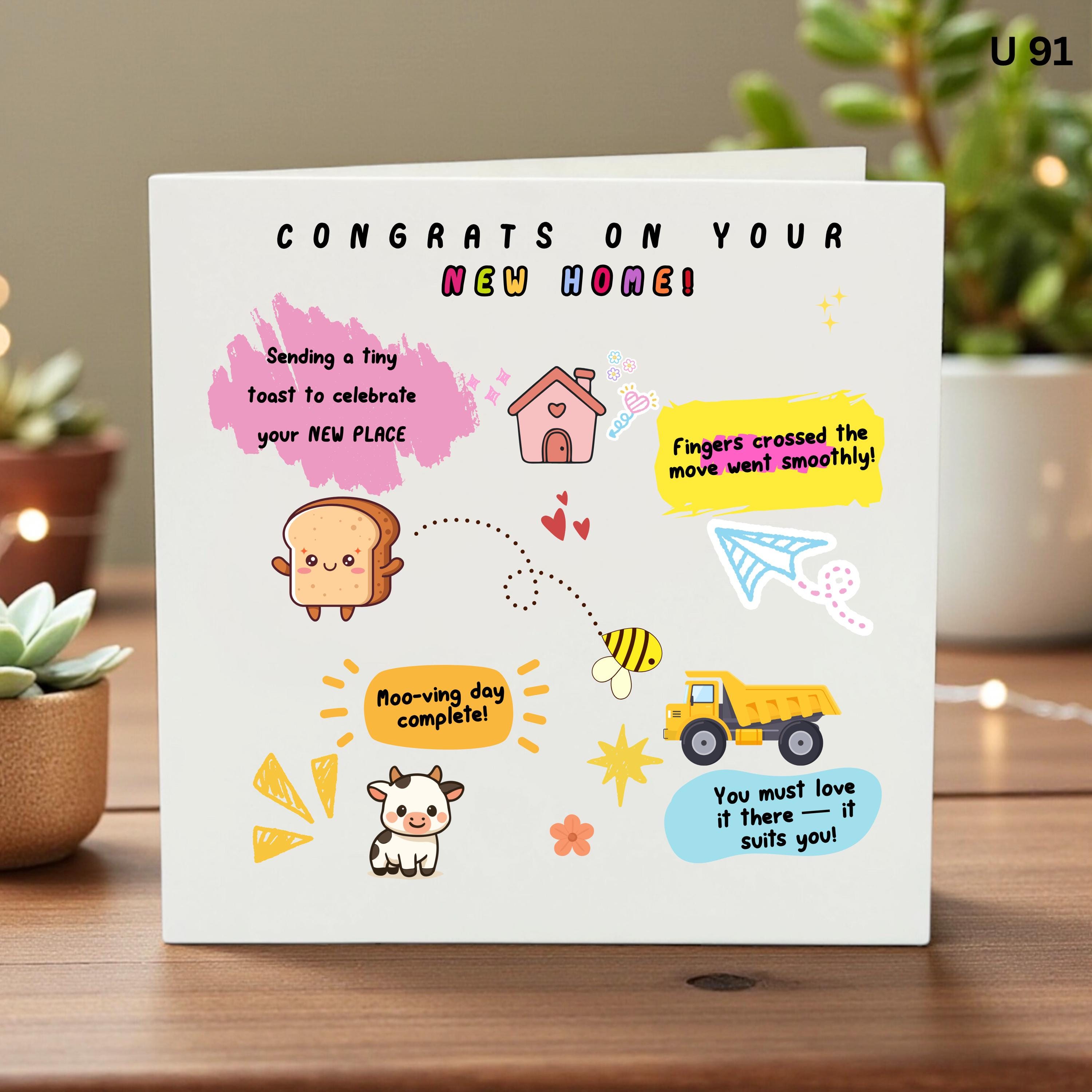 Funny New Home Card, Congratulations on Your First House, Cute Housewarming Greeting Card for Friends, Moving Day Gift, Happy New Beginnings