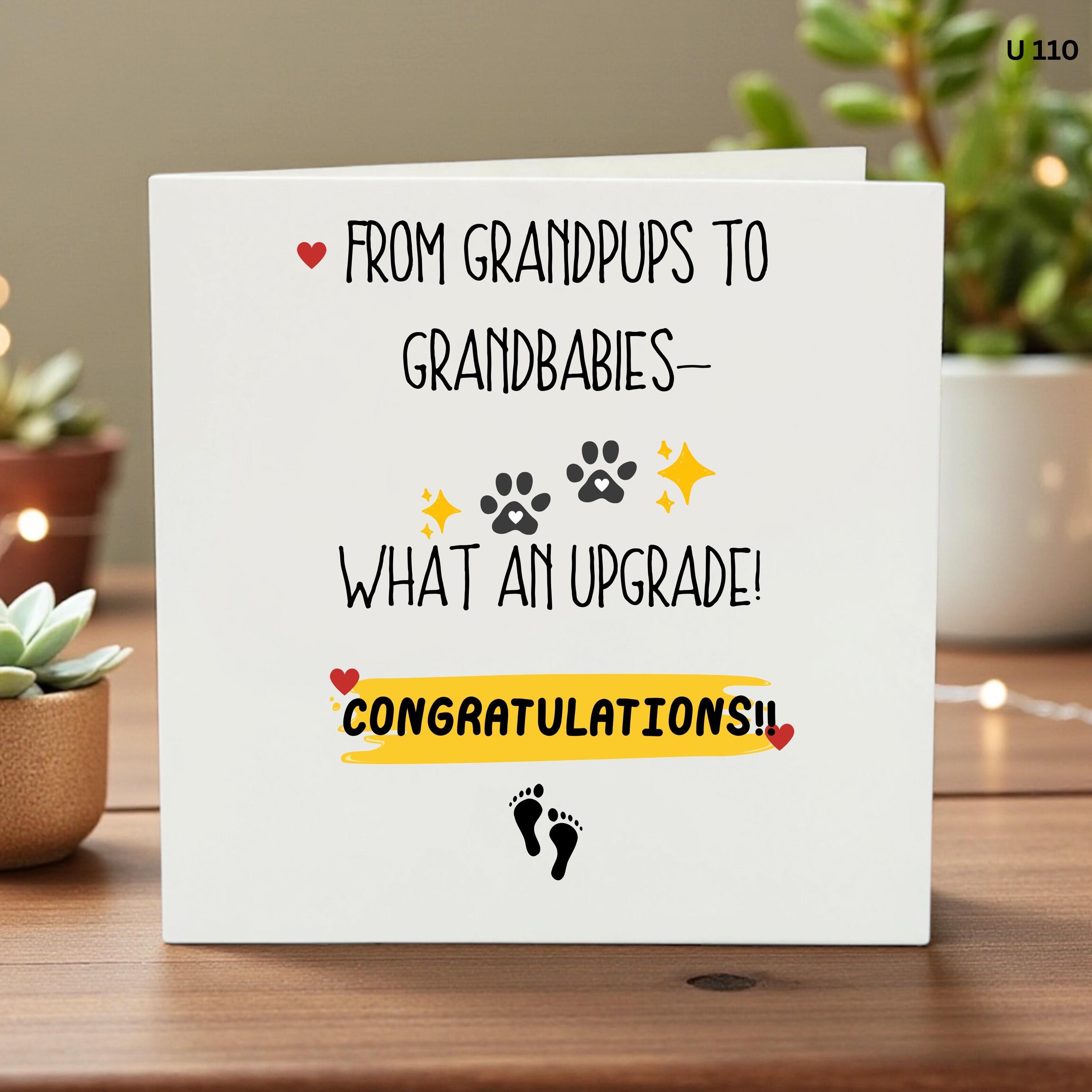 Grandparents Pregnancy Announcement Card, From Grandpups To Grandbabies, New Baby Greeting , Promotion To Grandparents, Expecting Baby Gift