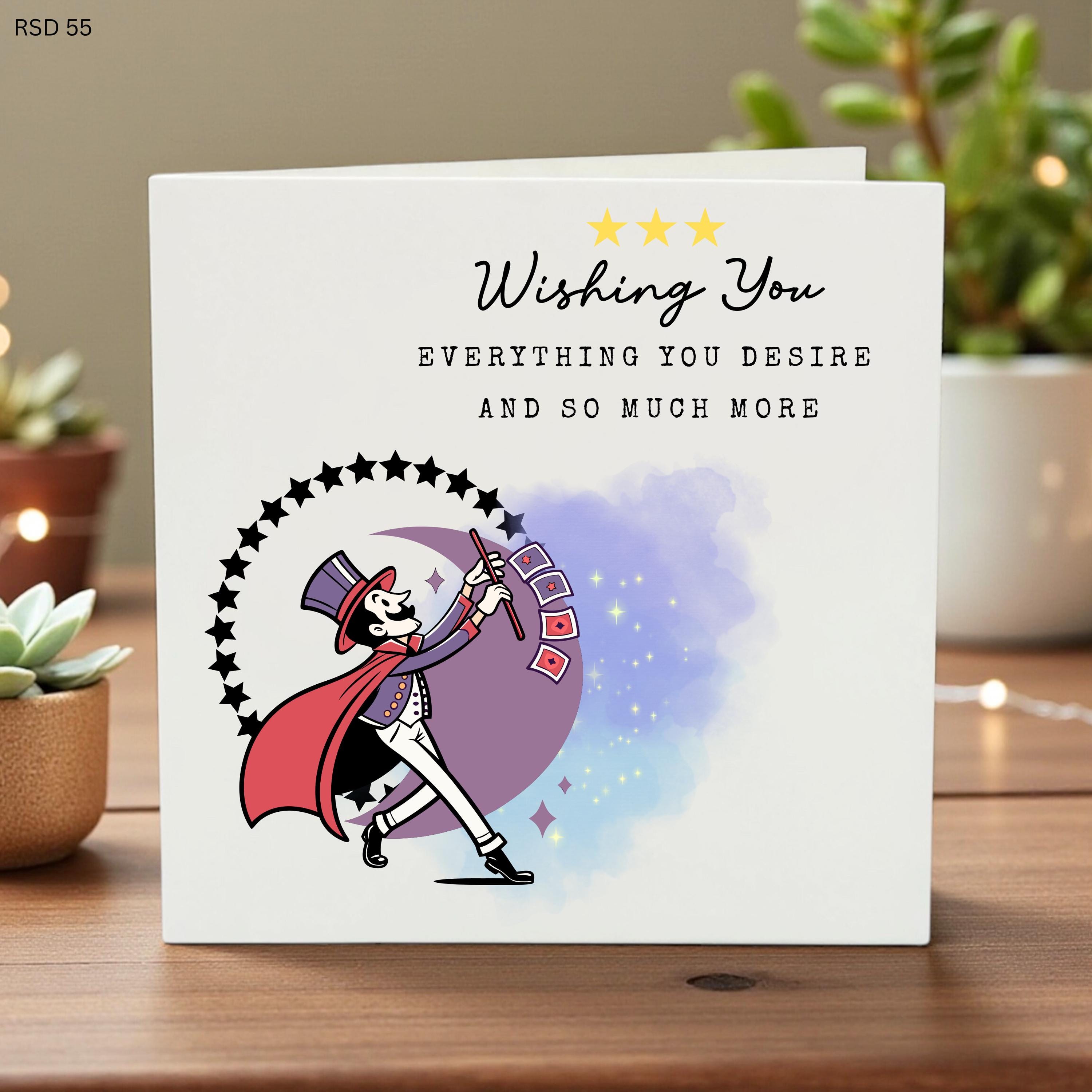 Personalized Magical Greeting Card, Fun Cartoon Magician Illustration, Birthday or Special Occasion Card, Unique Celebration Gift