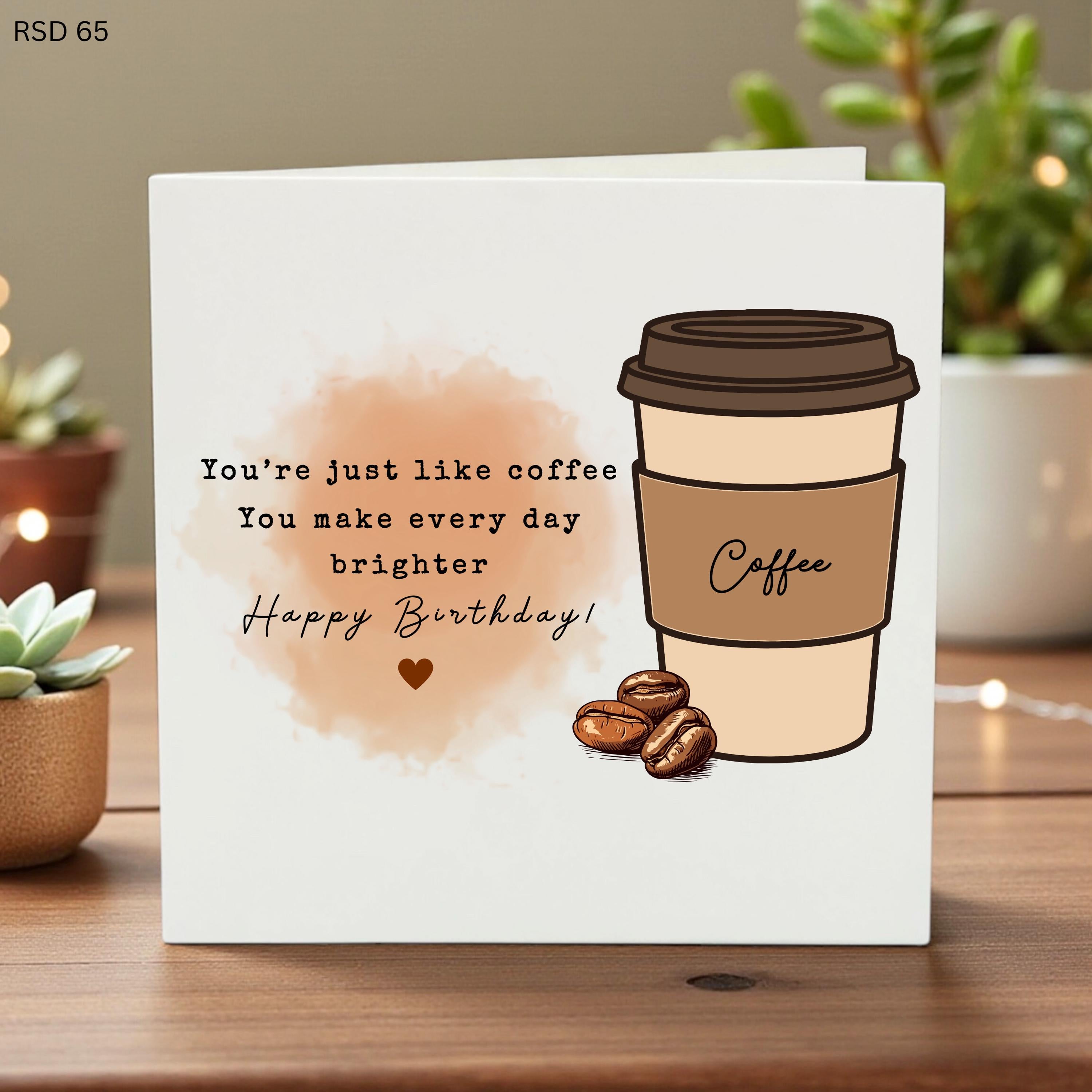 Personalized Birthday Card for Coffee Lover, Fun and Heartfelt Coffee Illustration, Morning Boost Greeting, Custom Name Option Gift